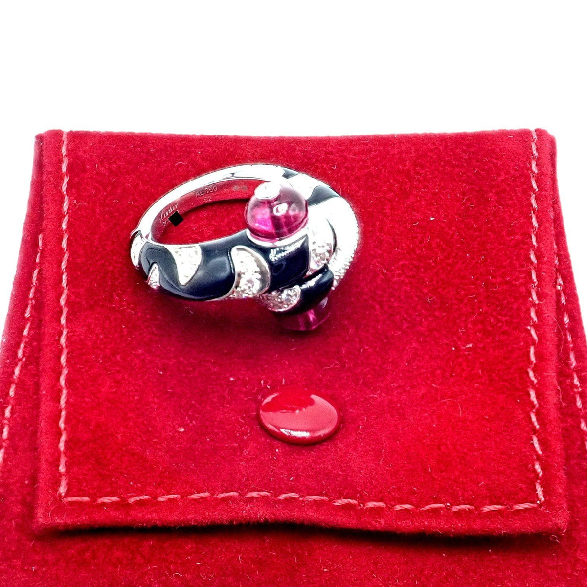 Cartier Jewelry & Watches:Fine Jewelry:Rings Rare! Cartier Beautes Du Monde 18k White Gold Diamond Rubellite Onyx Ring + Cert