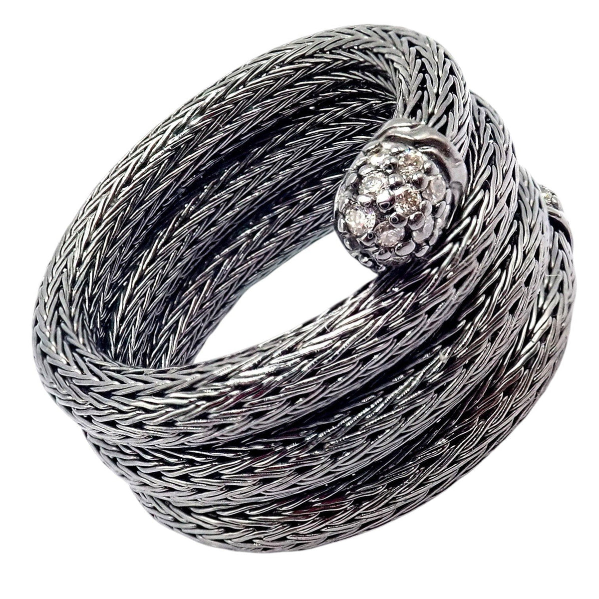 John Hardy Jewelry & Watches:Fine Jewelry:Rings John Hardy JH Silver Blackened Sterling Silver Diamond Coil Ring sz 6