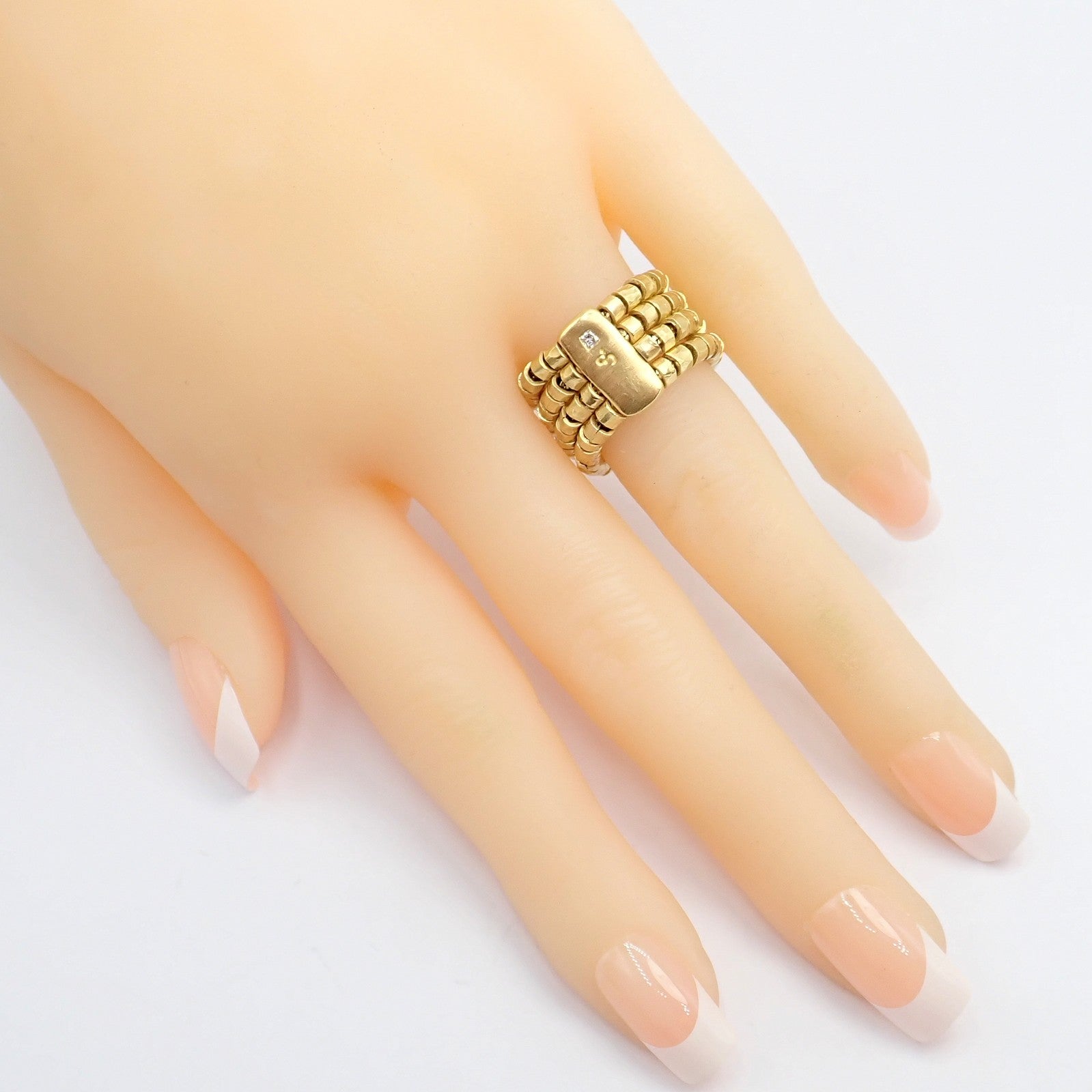 Authentic! H. Stern 18k Yellow Gold Diamond 4 Strand Beaded Band Ring sz 7 | Fortrove