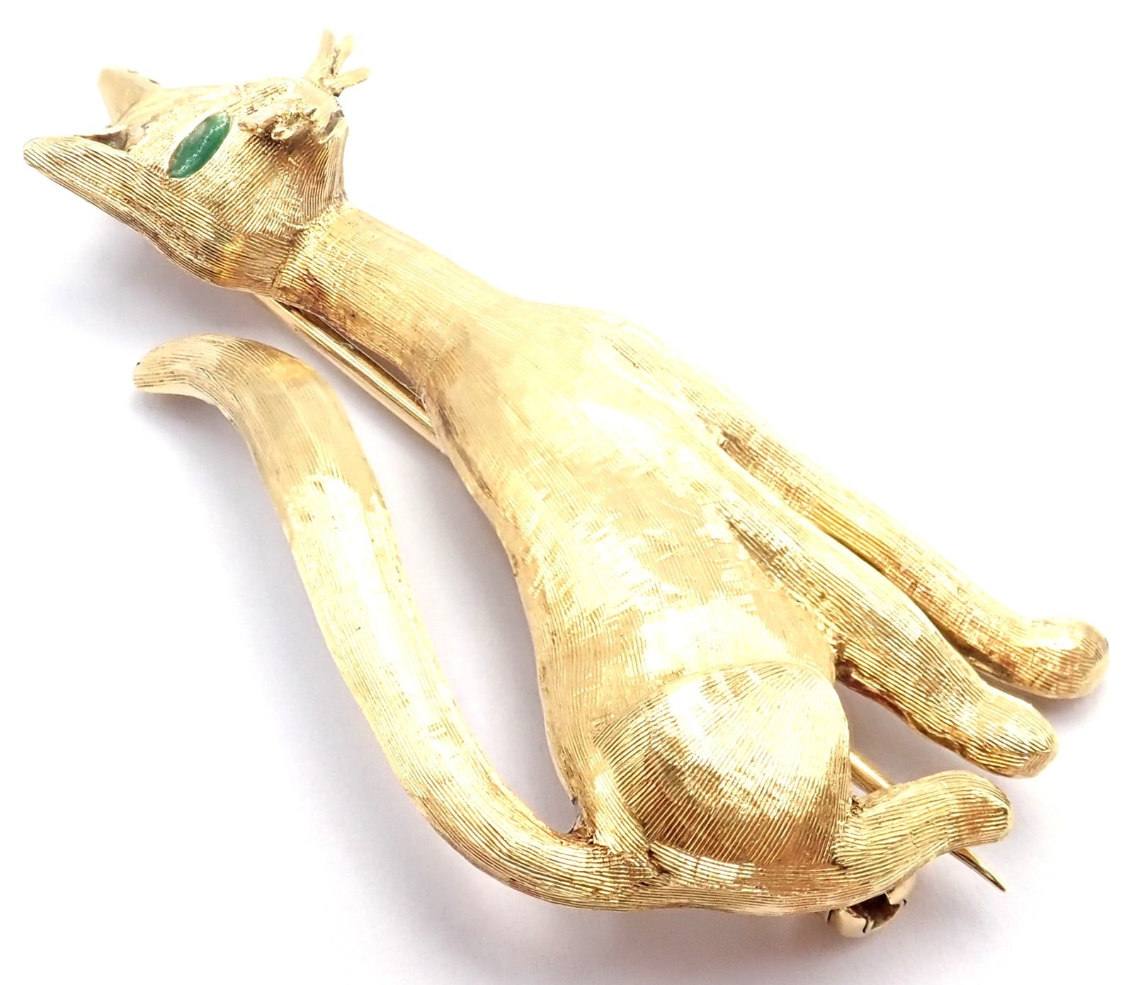 Tiffany & Co. Jewelry & Watches:Fine Jewelry:Brooches & Pins Authentic! Tiffany & Co 18k Yellow Gold Emerald Cat Pin Brooch