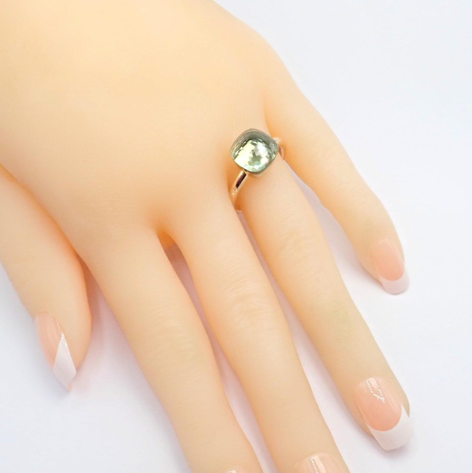 Authentic! Pomellato 18k Yellow Gold Nudo Maxi Classic Prasiolite Ring Sz 8 | Fortrove