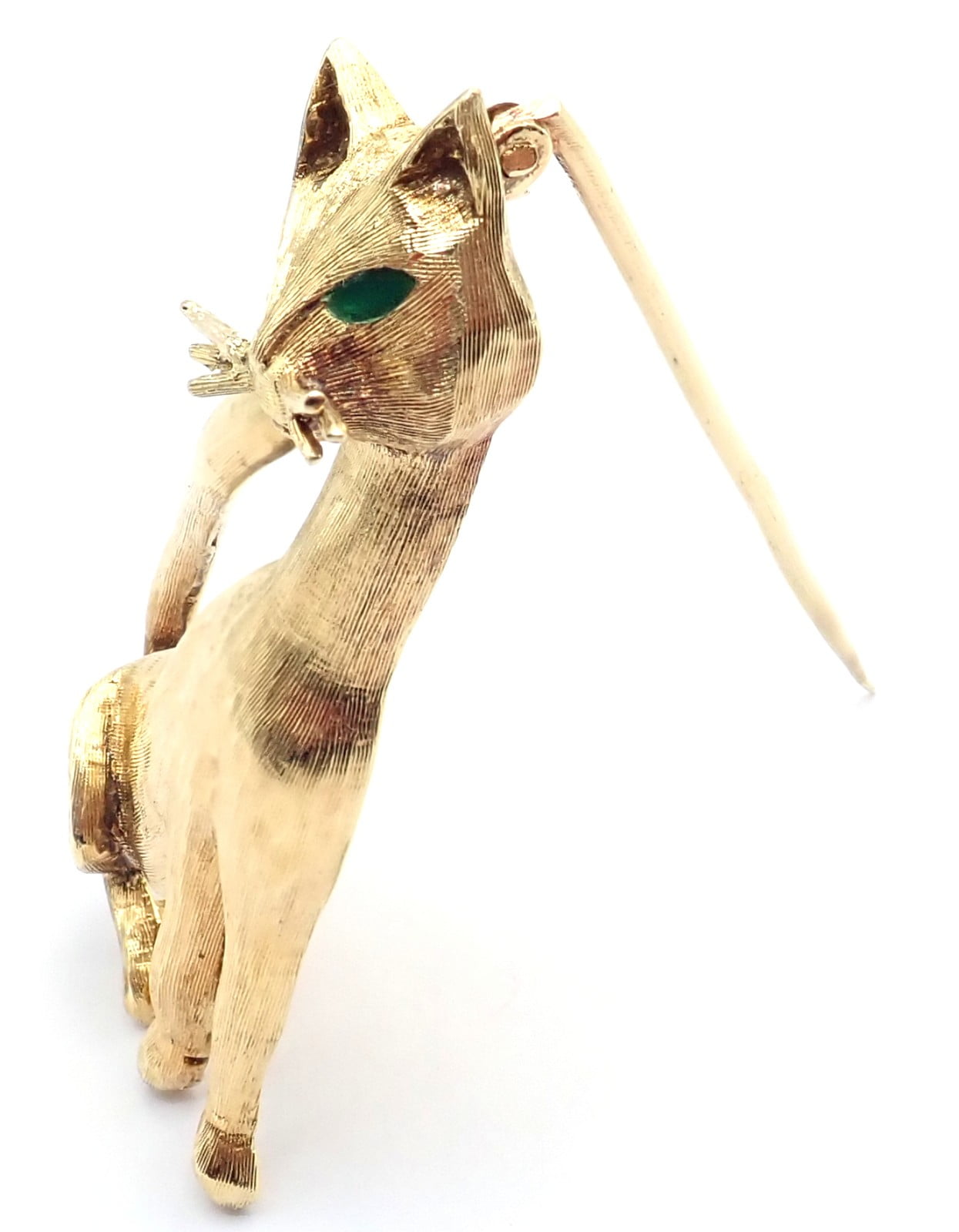 Tiffany & Co. Jewelry & Watches:Fine Jewelry:Brooches & Pins Authentic! Tiffany & Co 18k Yellow Gold Emerald Cat Pin Brooch