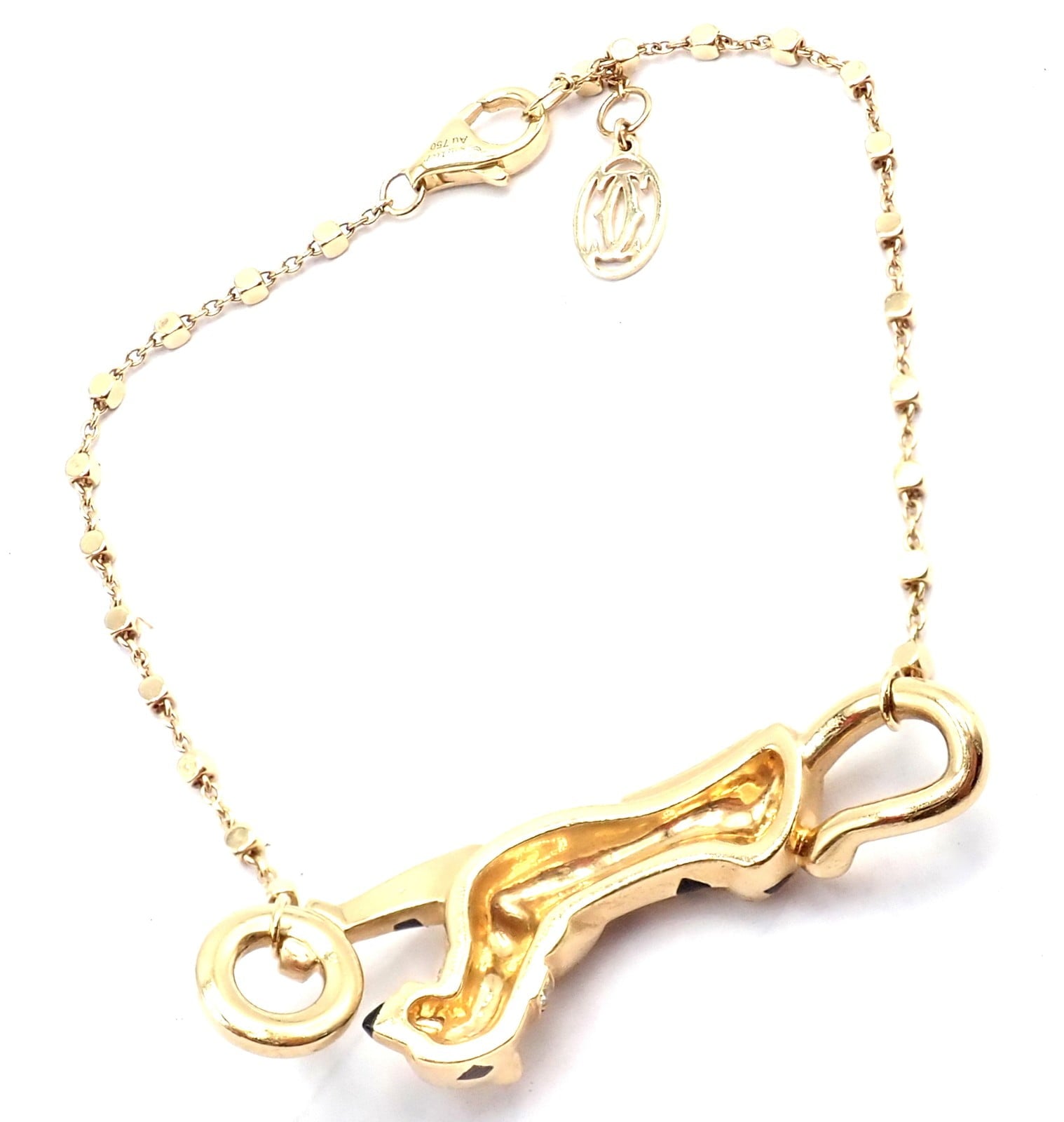Cartier Jewelry & Watches:Fine Jewelry:Bracelets & Charms Authentic! Cartier Panther 18k Yellow Gold Diamond Tsavorite Bracelet Cert.