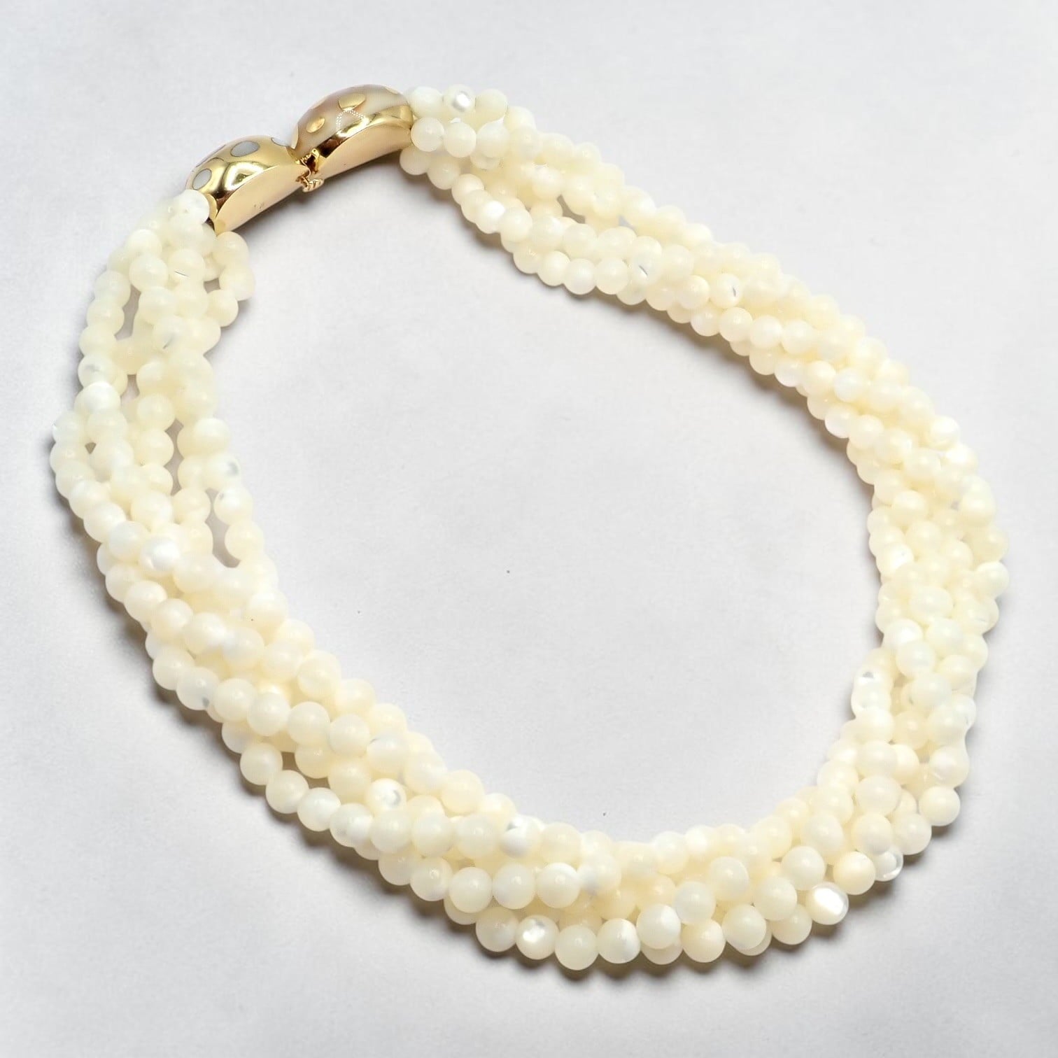 Tiffany & Co. Jewelry & Watches:Fine Jewelry:Necklaces & Pendants Tiffany & Co Cummings 18k Gold Mother Of Pearl Bead Positive Torsade Necklace