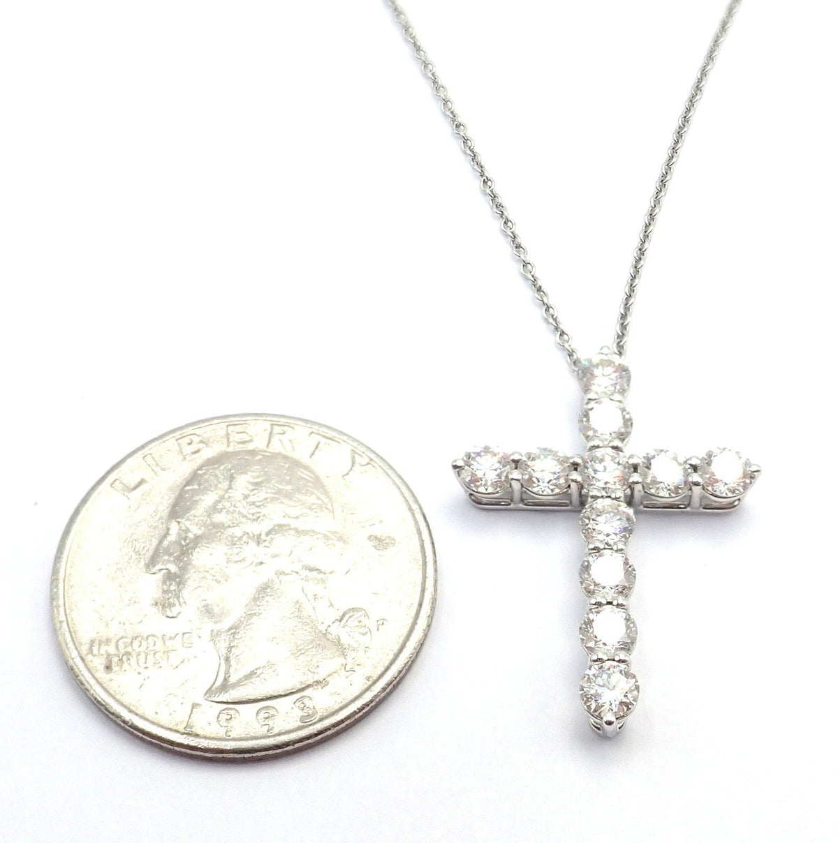 Tiffany & Co. Jewelry & Watches:Fine Jewelry:Necklaces & Pendants Authentic! Tiffany & Co Platinum Diamond Large Cross Pendant Necklace