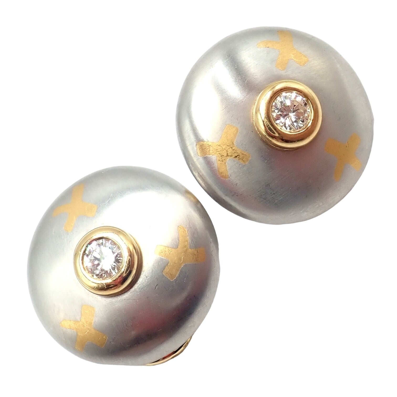 Tiffany & Co. Jewelry & Watches:Fine Jewelry:Earrings Authentic! Tiffany & Co Platinum + 18k Yellow Gold Picasso Diamond X Earrings