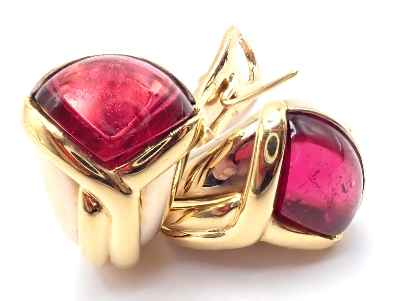 Bvlgari Jewelry & Watches:Fine Jewelry:Earrings Vintage! Bulgari Bvlgari 18k Yellow & White Gold Pink Tourmaline Earrings