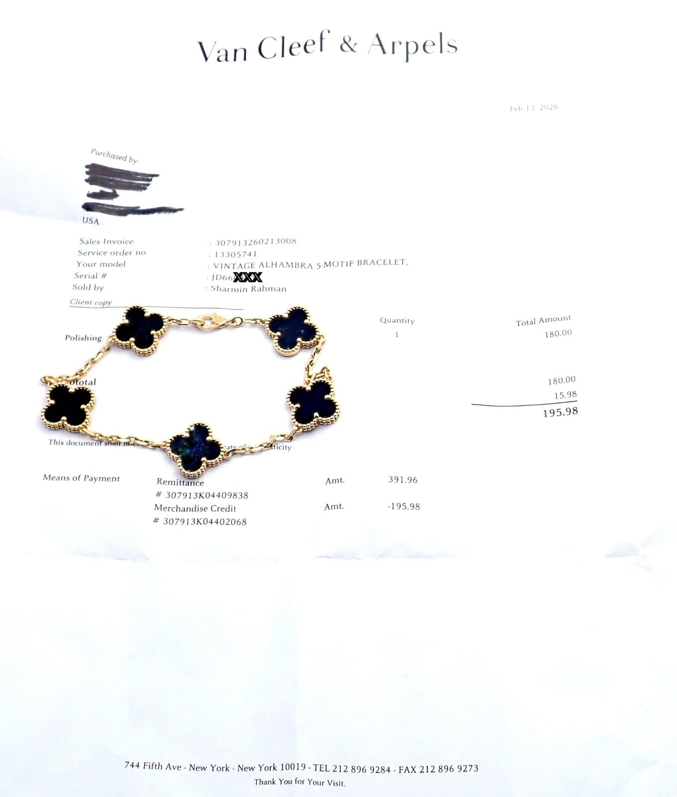 Authentic! Van Cleef & Arpels 18k Yellow Gold 5 Motif Onyx Alhambra Bracelet | Fortrove