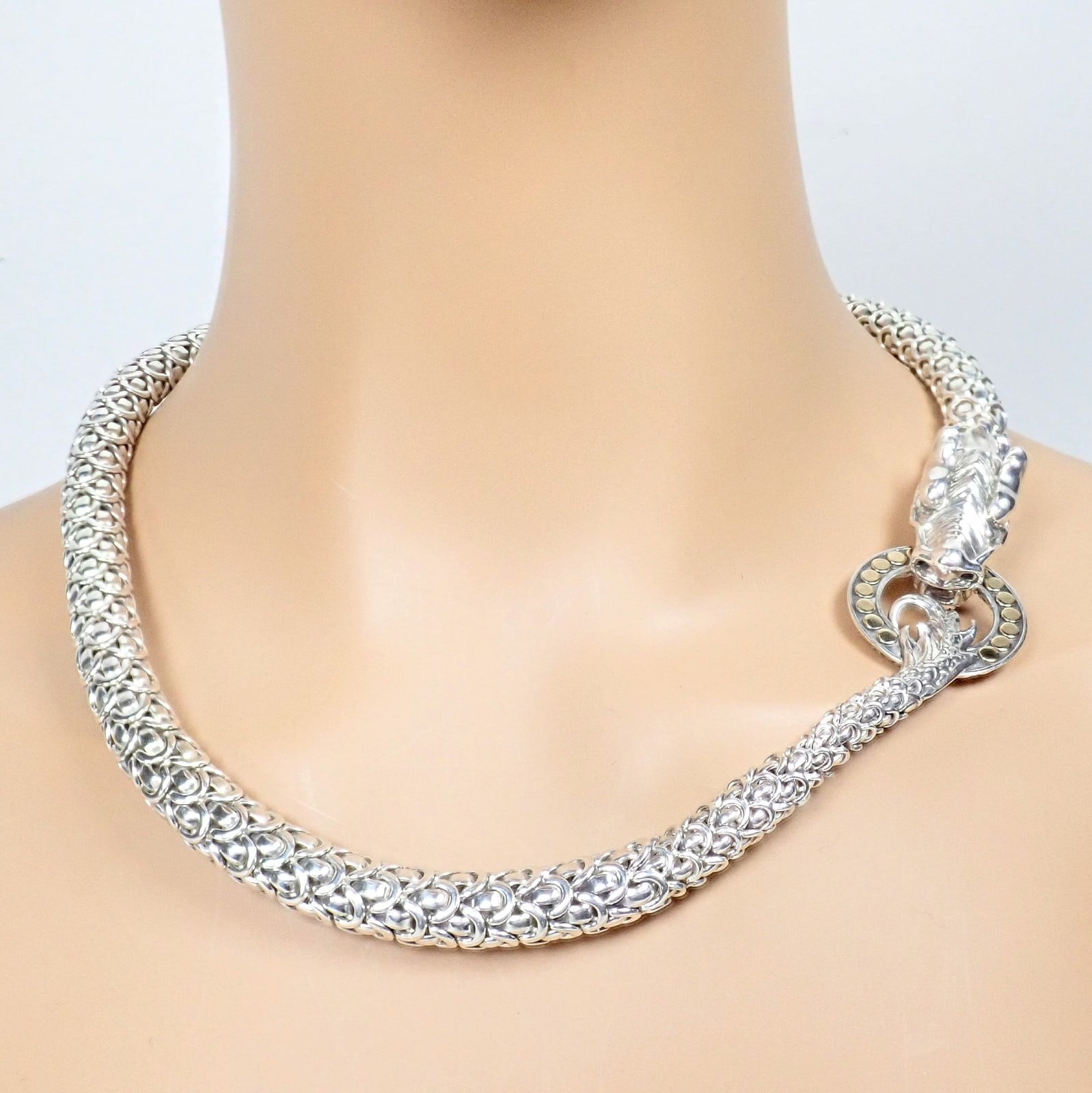 John Hardy Jewelry & Watches:Fine Jewelry:Necklaces & Pendants John Hardy JH Silver 18k Yellow Gold Naga Dragon Dots Necklace