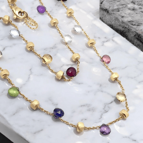 Marco Bicego Jewelry & Watches:Fine Jewelry:Necklaces & Pendants Authentic! Marco Bicego 18k Yellow Gold Multicolor Stones Paradise Necklace