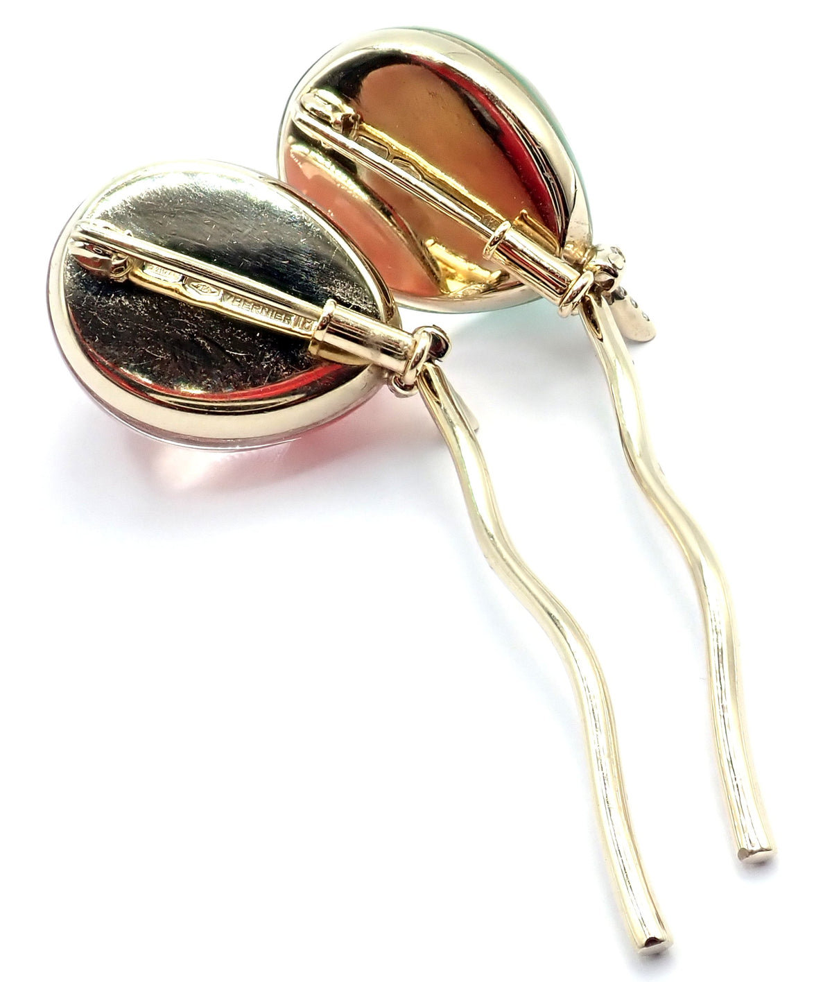 Vhernier Jewelry & Watches:Fine Jewelry:Brooches & Pins Authentic! Vhernier Pallocini 18k White Gold Diamond Set Of Two Pins Brooch