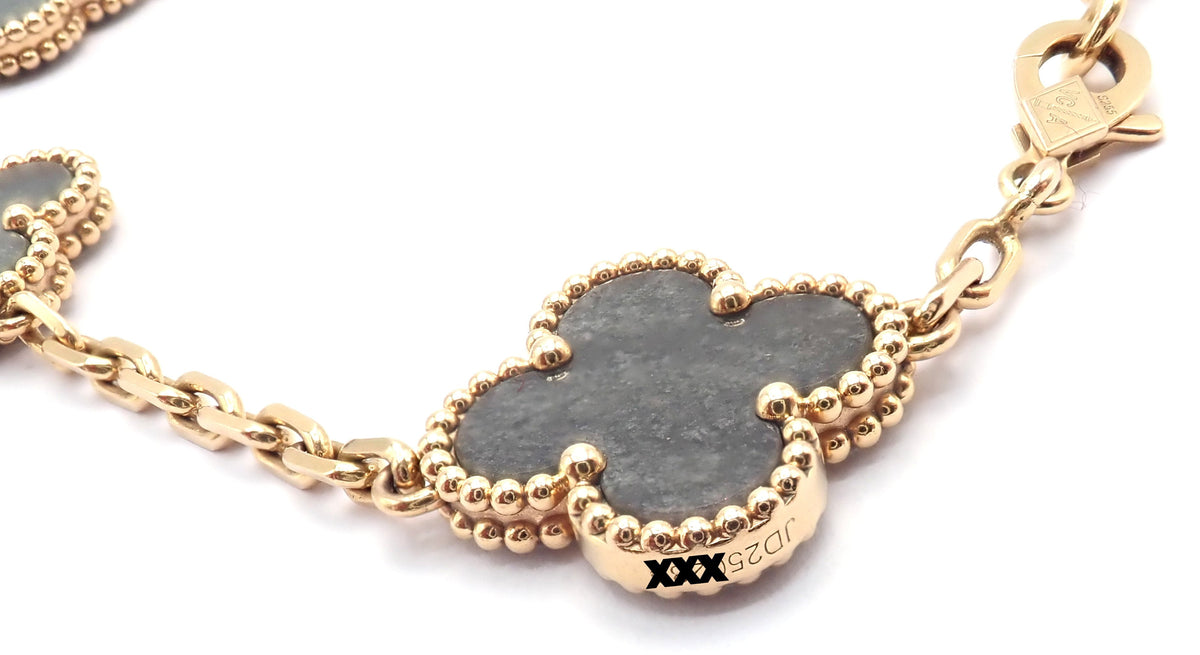 Van Cleef & Arpels Jewelry & Watches:Fine Jewelry:Bracelets & Charms Authentic! Van Cleef & Arpels Alhambra 18k Rose Gold Obsidian Bracelet Cert.
