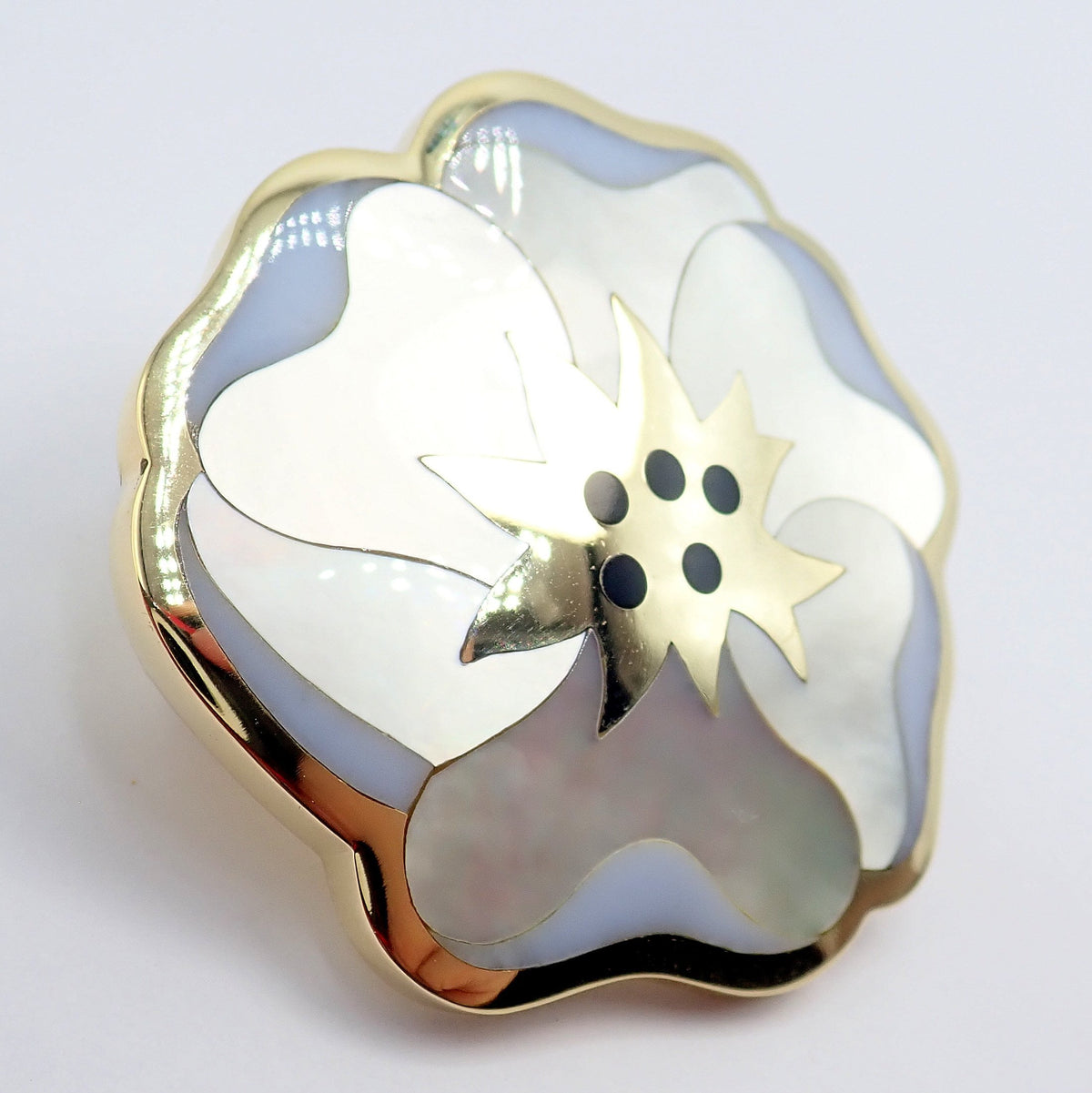 Tiffany & Co. Jewelry & Watches:Fine Jewelry:Brooches & Pins Rare! Tiffany & Co. Cummings 18k Yellow Gold Inlay Onyx Mother of Pearl Brooch
