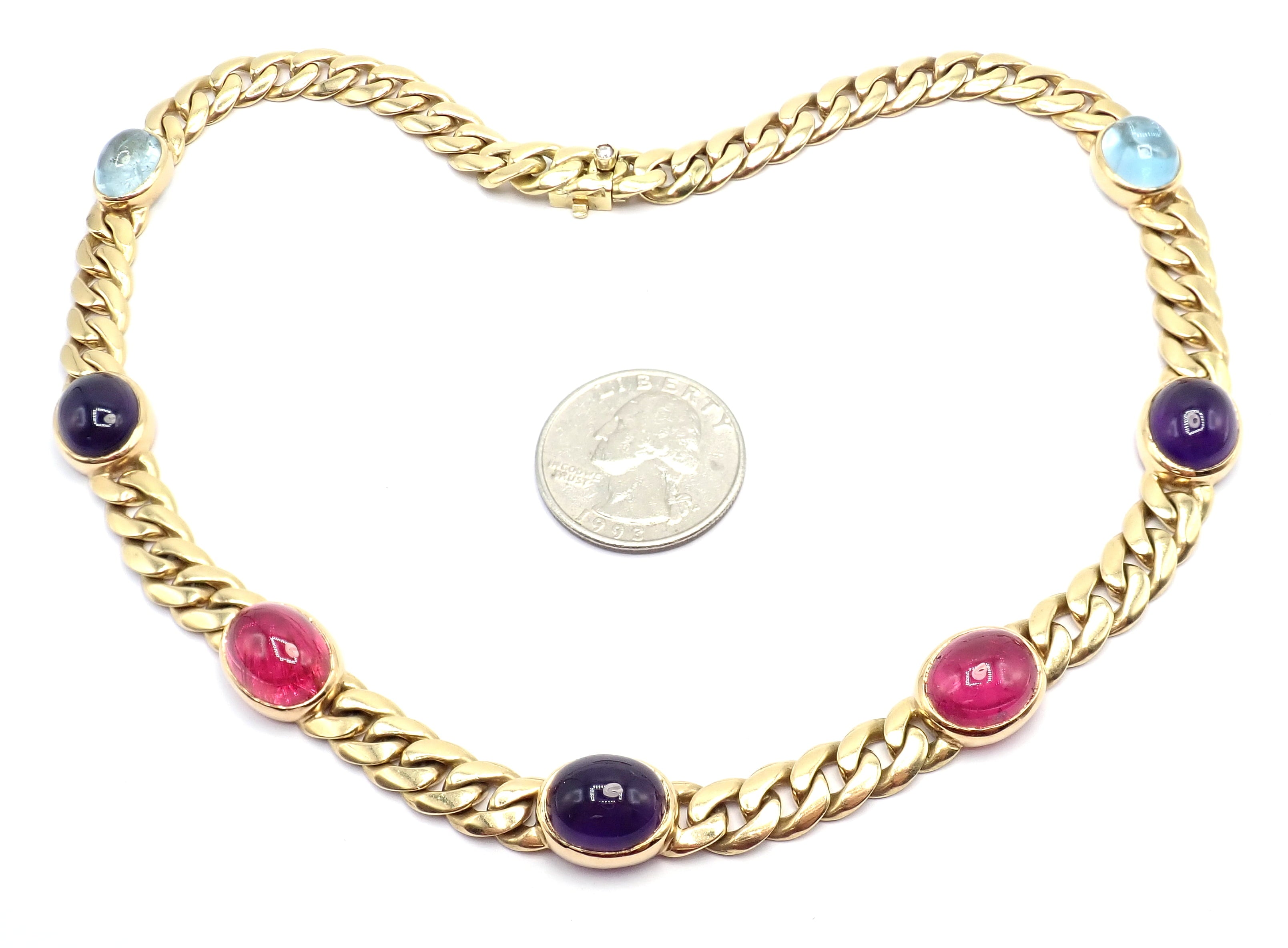 Rare! Vintage Bvlgari Bulgari 18k Yellow Gold Color Stone Link Necklace | Fortrove