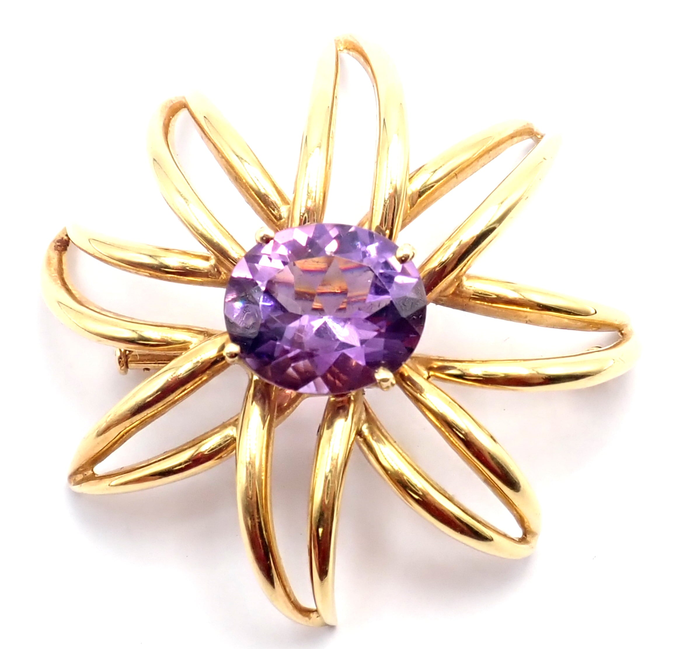 Tiffany & Co. Jewelry & Watches:Fine Jewelry:Brooches & Pins Authentic! Tiffany & Co Fireworks 18k Yellow Gold Amethyst Pin Brooch 1994