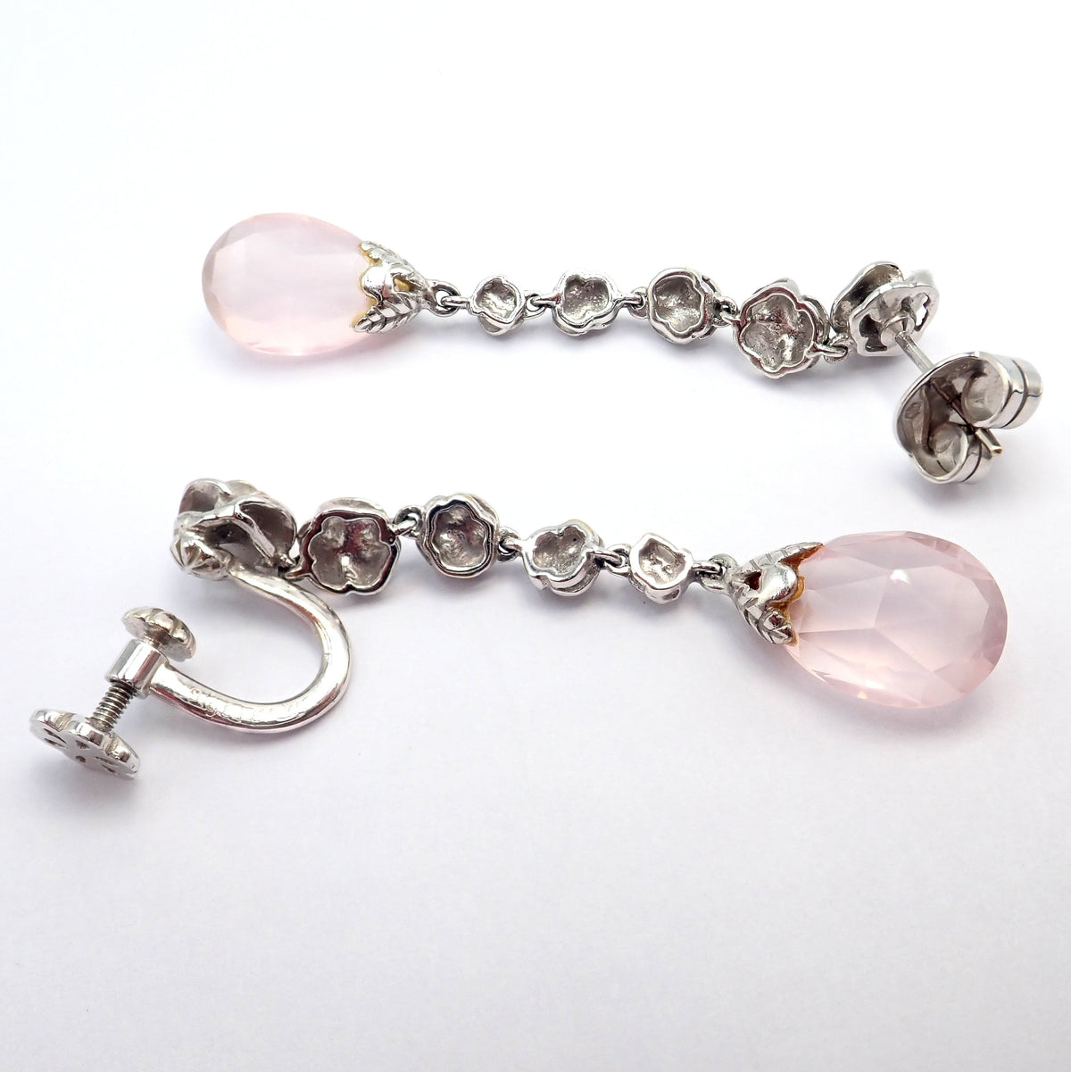 Carrera y Carrera Jewelry & Watches:Fine Jewelry:Earrings Rare! Carrera Y Carrera CyC 18k White Gold Pink Stone Rose Unique Earrings