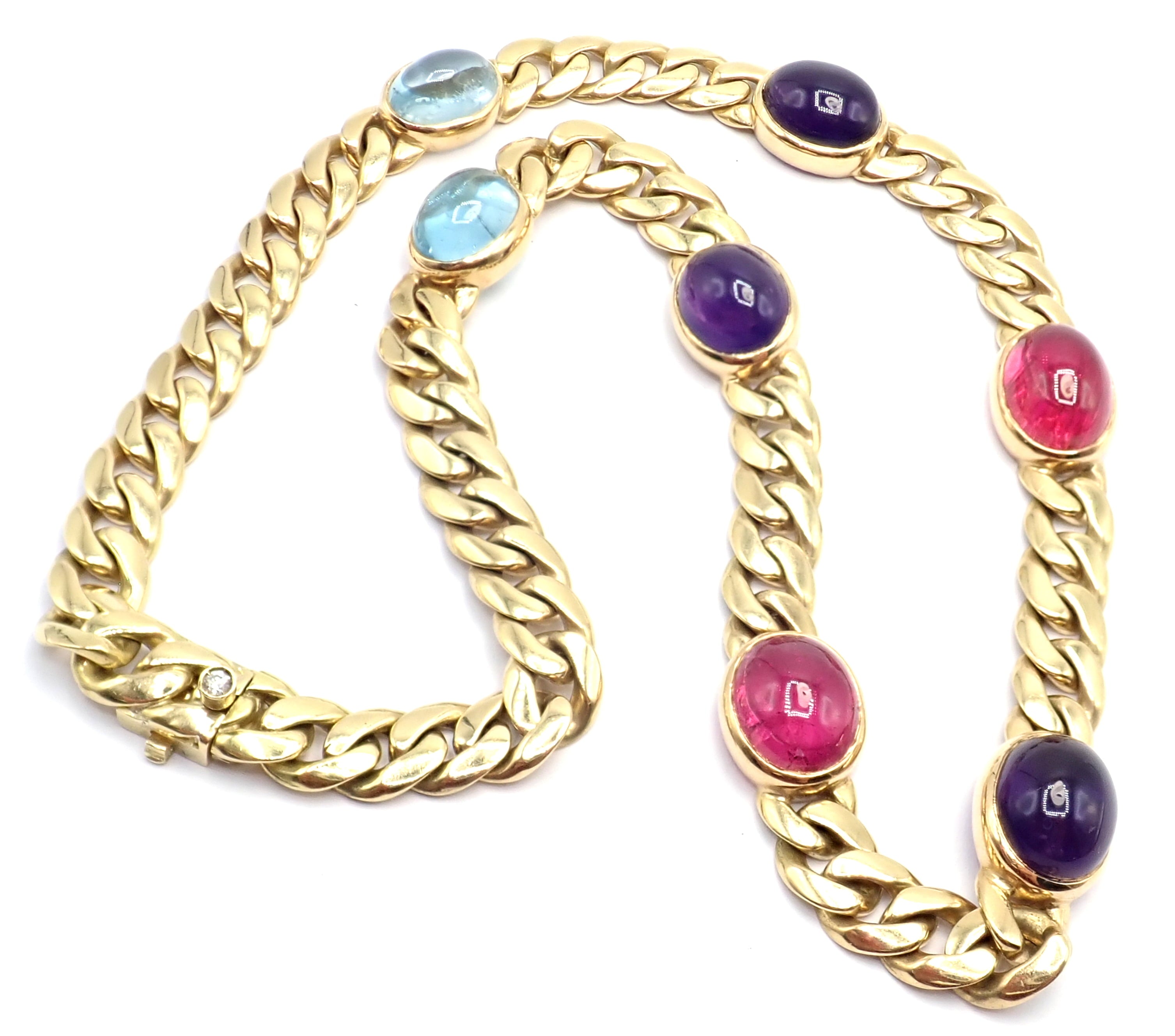 Rare! Vintage Bvlgari Bulgari 18k Yellow Gold Color Stone Link Necklace | Fortrove
