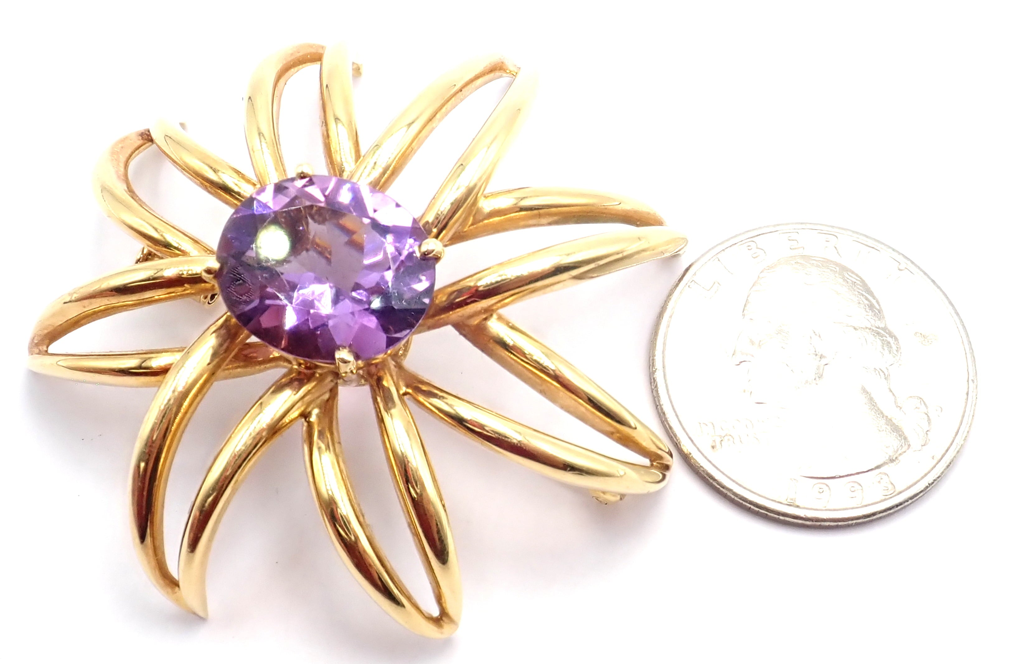 Tiffany & Co. Jewelry & Watches:Fine Jewelry:Brooches & Pins Authentic! Tiffany & Co Fireworks 18k Yellow Gold Amethyst Pin Brooch 1994
