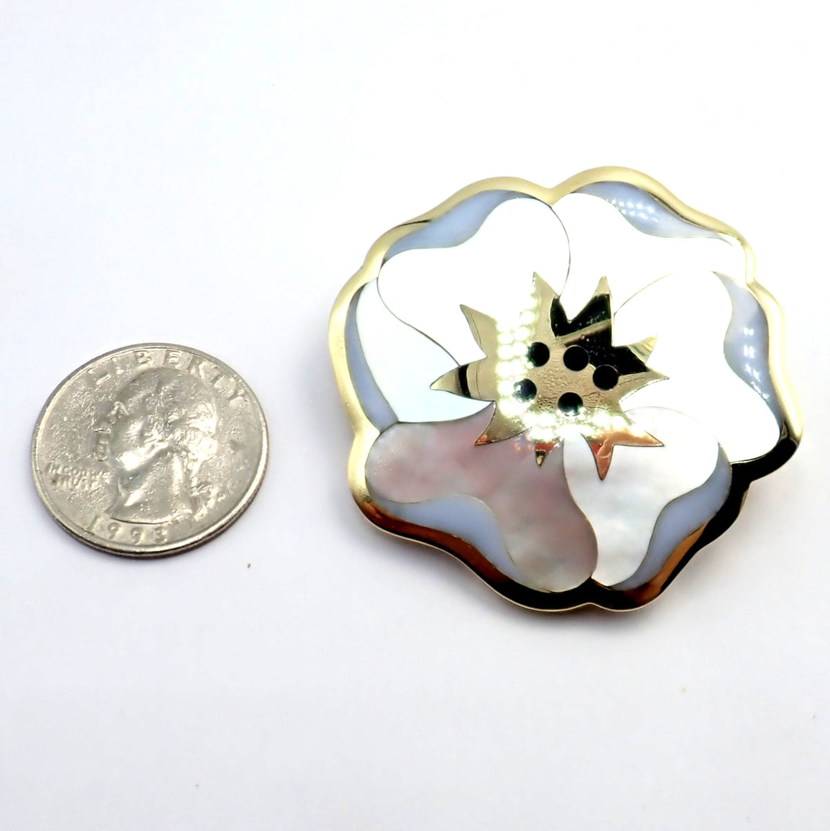 Tiffany & Co. Jewelry & Watches:Fine Jewelry:Brooches & Pins Rare! Tiffany & Co. Cummings 18k Yellow Gold Inlay Onyx Mother of Pearl Brooch
