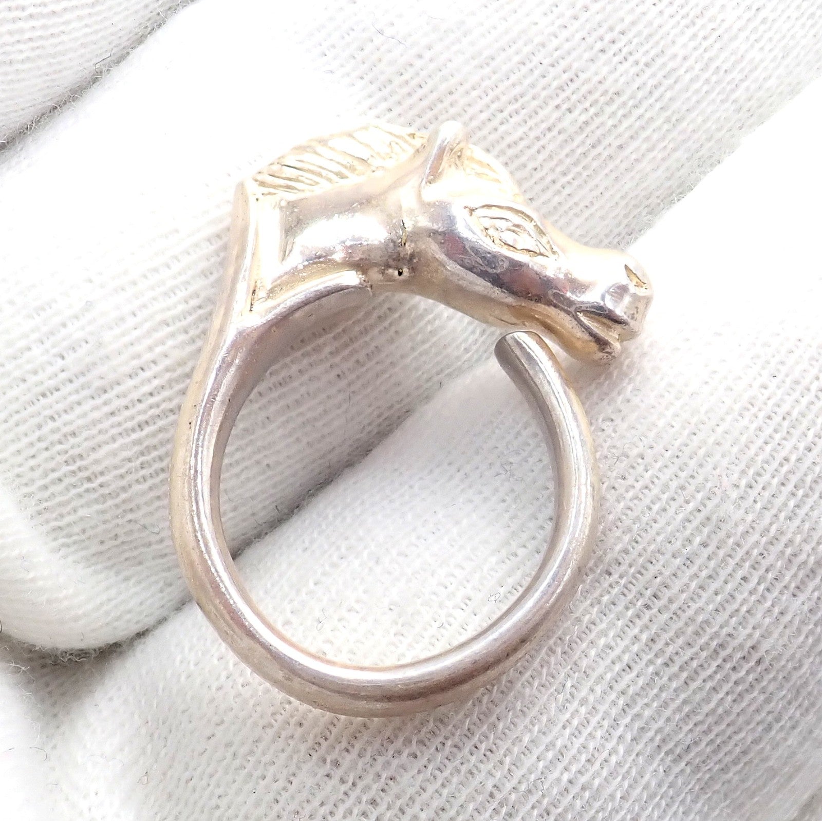 Authentic! Hermes Silver Horse Cheval Band Ring | Fortrove