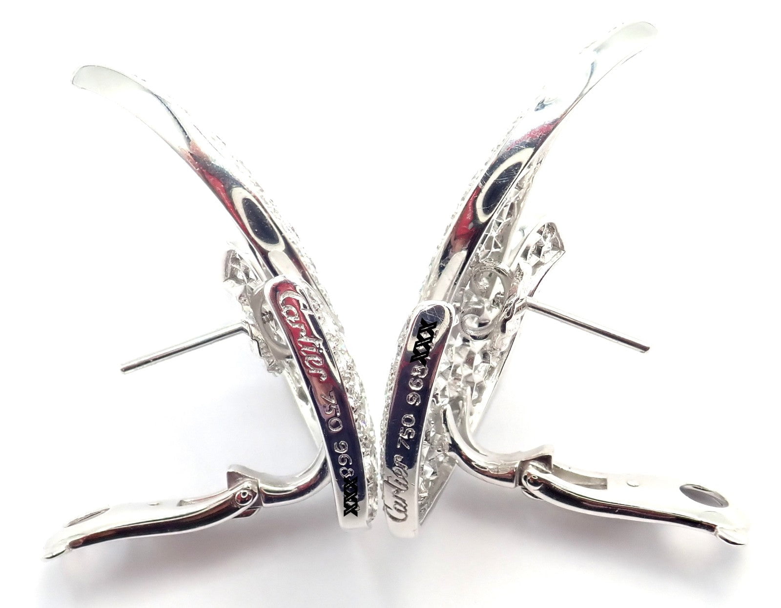 Authentic! Cartier Colombe Dove Of Peace 18k White Gold Diamond Earrings Paper | Fortrove