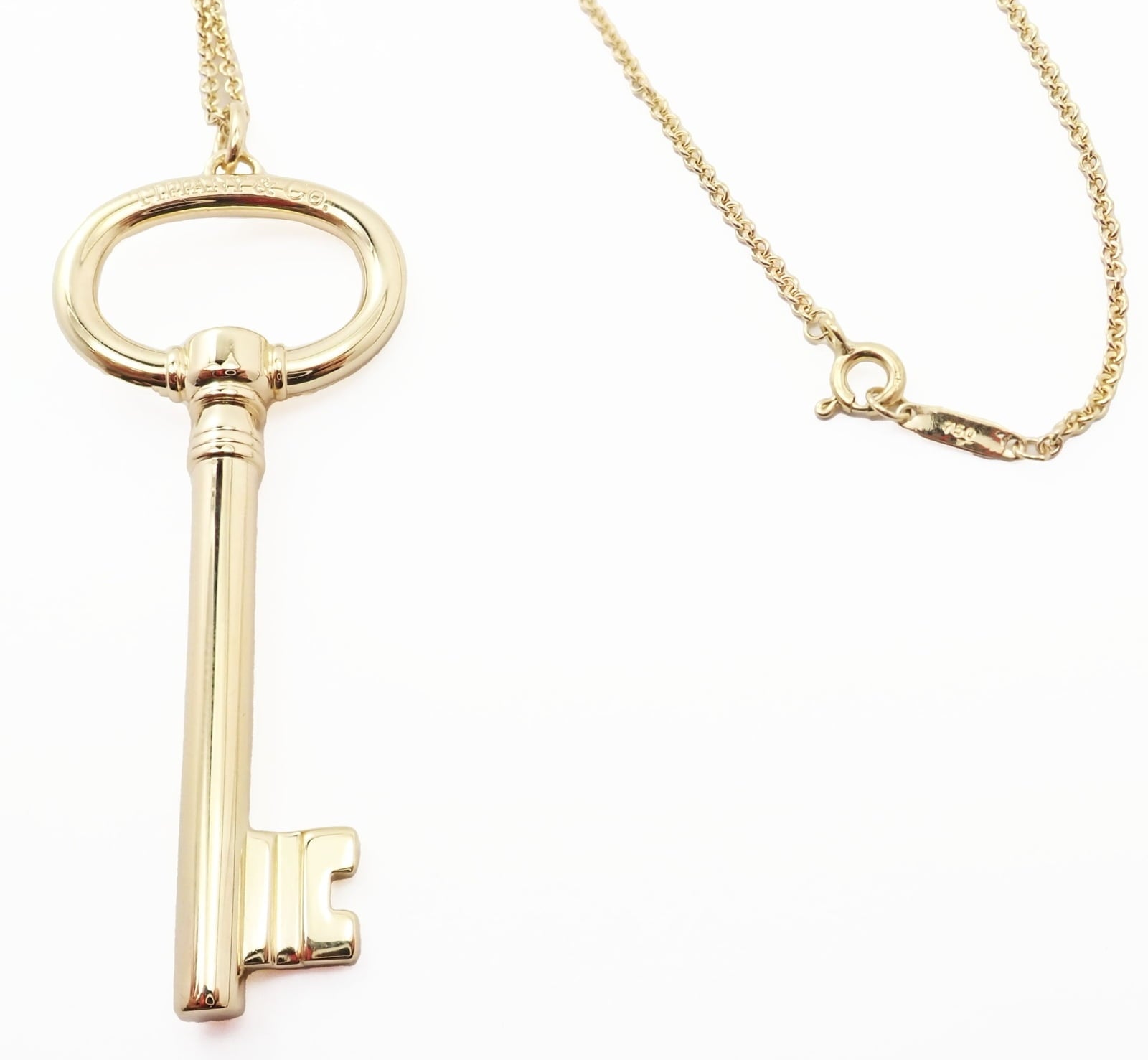 Tiffany & Co Jewelry & Watches:Fine Jewelry:Necklaces & Pendants Authentic! Tiffany & Co 18k Yellow Gold Oval Key Pendant Necklace