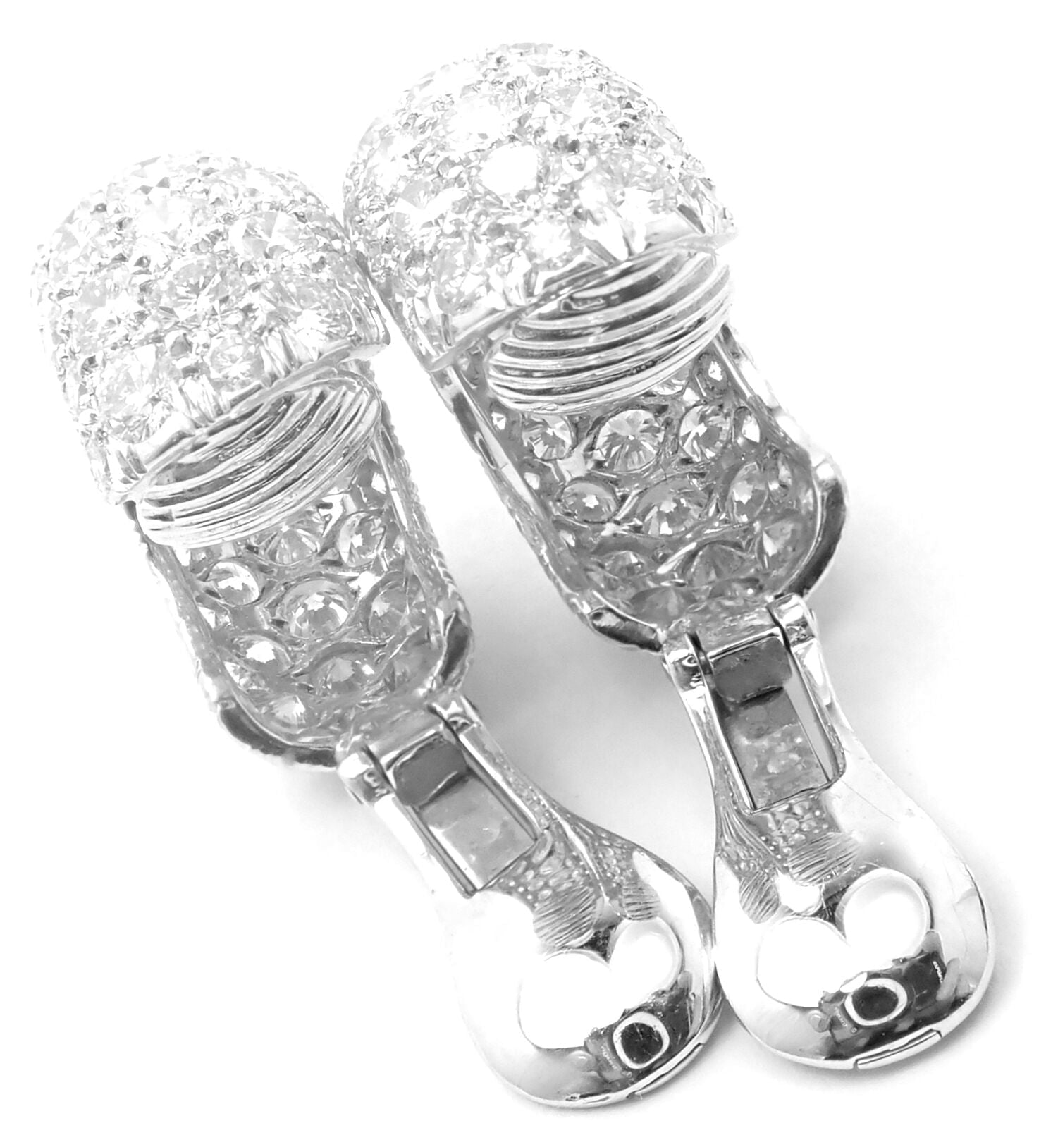 David Webb Jewelry & Watches:Fine Jewelry:Earrings David Webb Platinum 18k White Gold 10ct Diamond Hoop Earrings