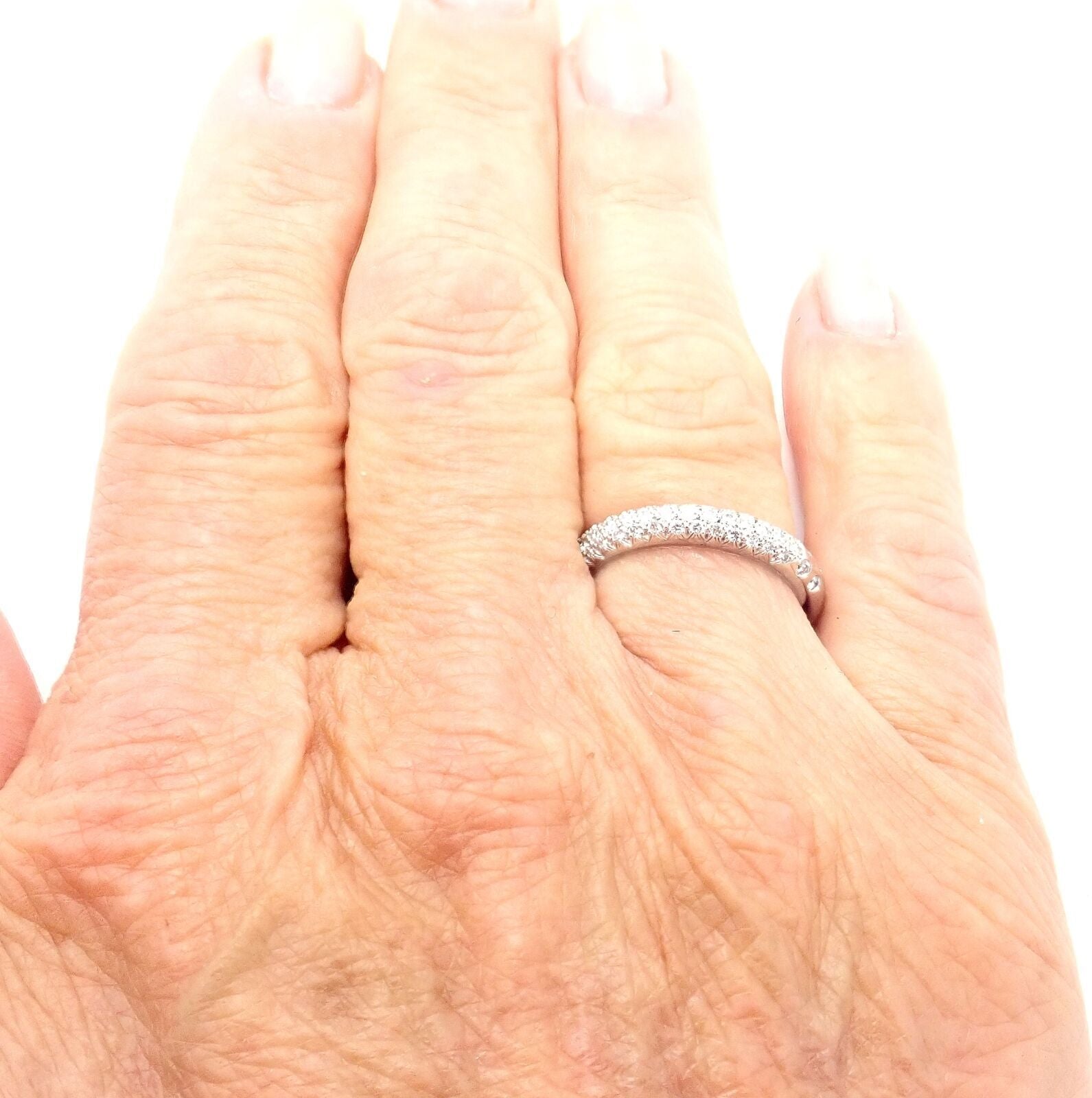 Authentic! Chanel 18k White Gold Diamond Band Ring | Fortrove