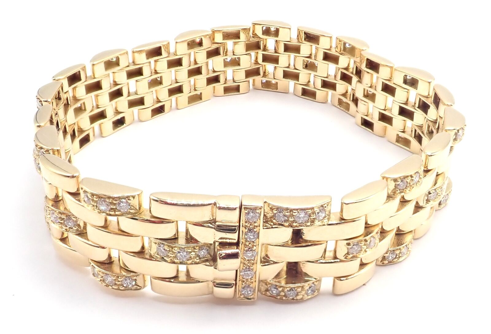 Cartier Jewelry & Watches:Fine Jewelry:Bracelets & Charms Authentic Cartier Maillon Panthere 18K Gold Diamond Five Row Link Gold Bracelet