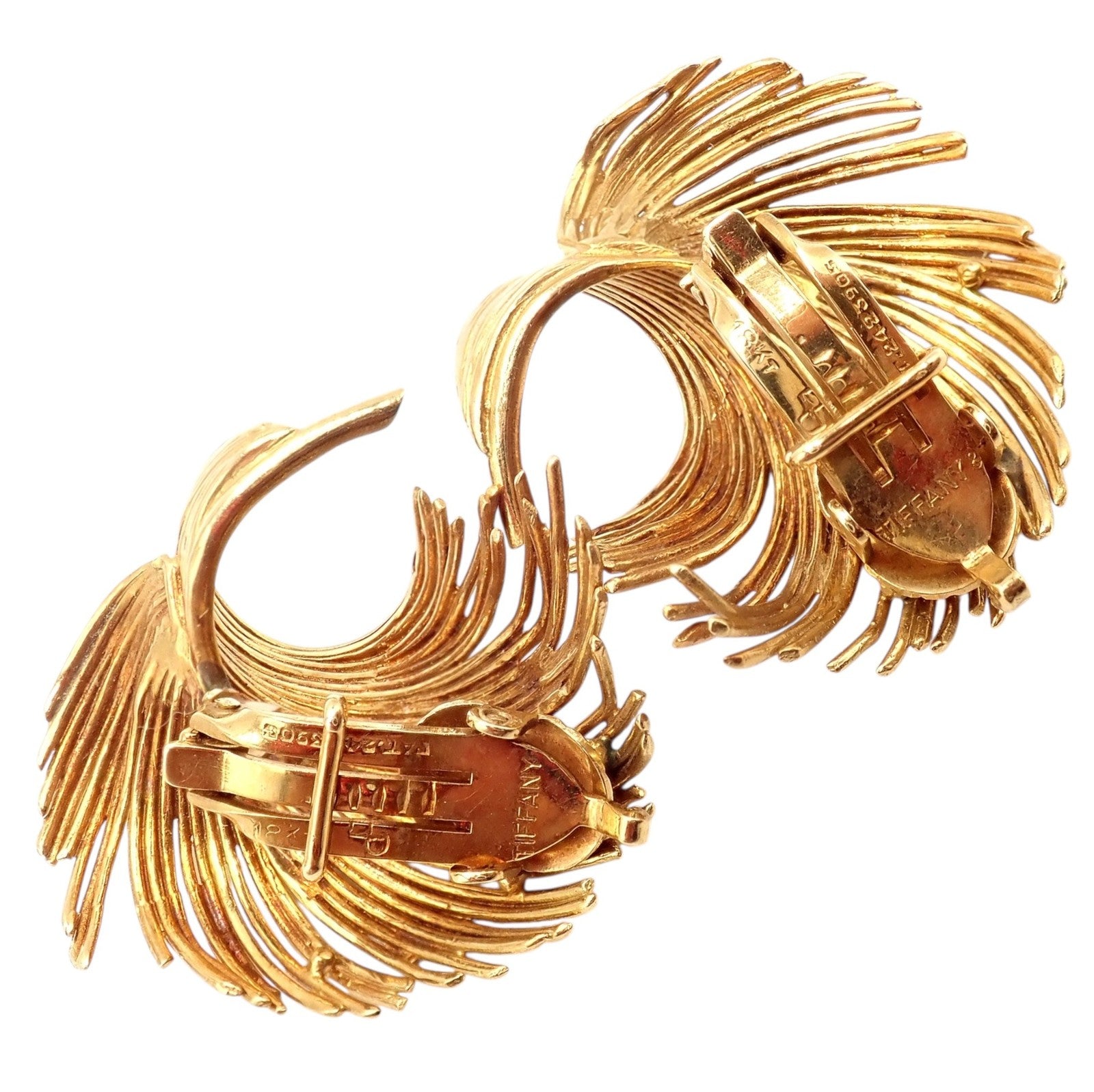 Authentic! Vintage Tiffany & Co 18k Yellow Gold Leaf Earrings | Fortrove