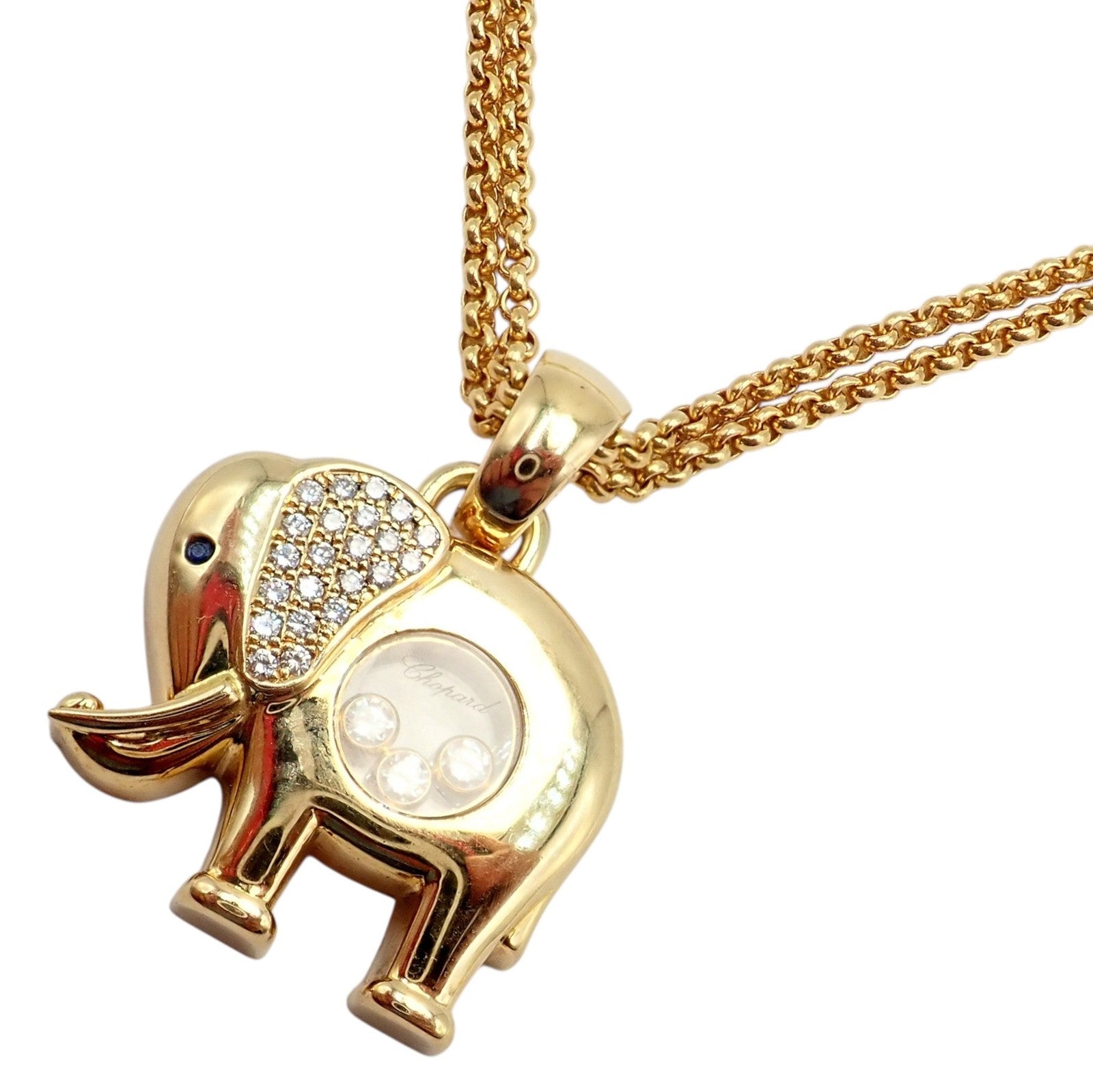 Authentic! Chopard 18k Yellow Gold Large Happy Elephant Pendant Necklace | Fortrove