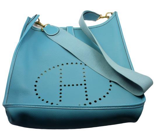 Authentic! Hermes Evelyne Blue Jean Clemence Leather GM Handbag Purse | Fortrove
