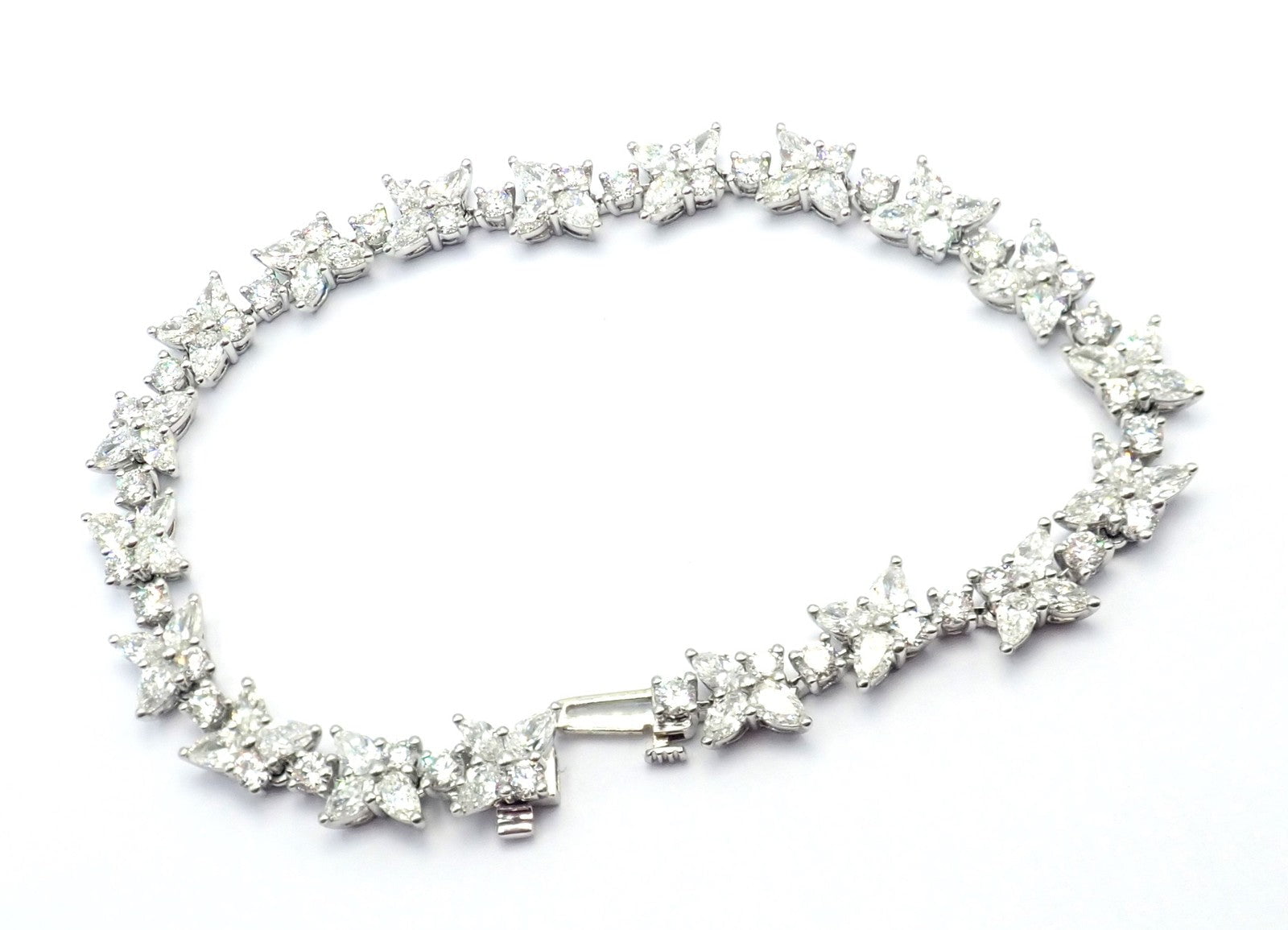 Authentic! Tiffany & Co Victoria Platinum Diamond Mixed Cluster Bracelet | Fortrove