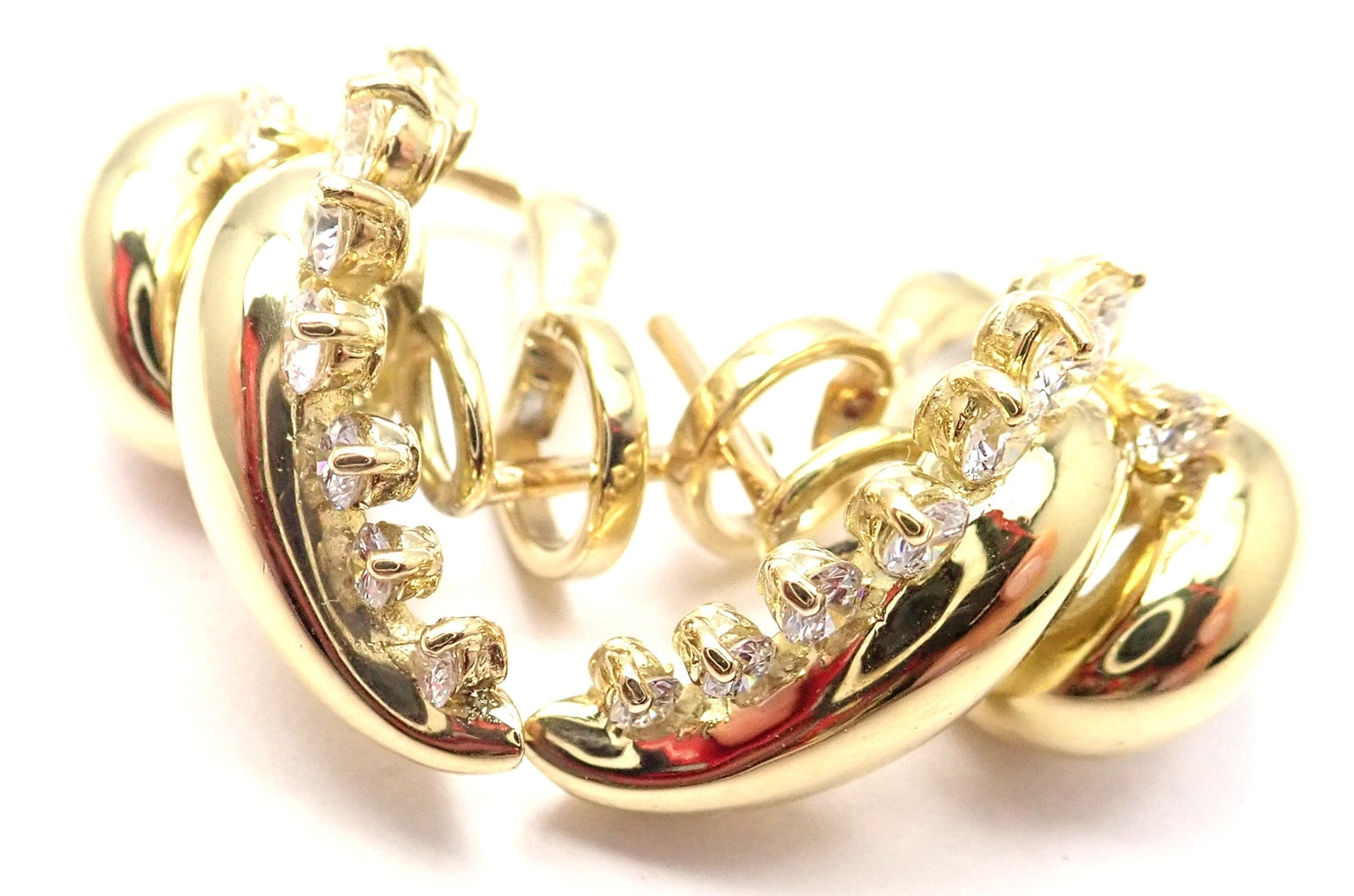 Rare! Authentic Tiffany & Co 18k Yellow Gold Diamond Swirl Earrings | Fortrove