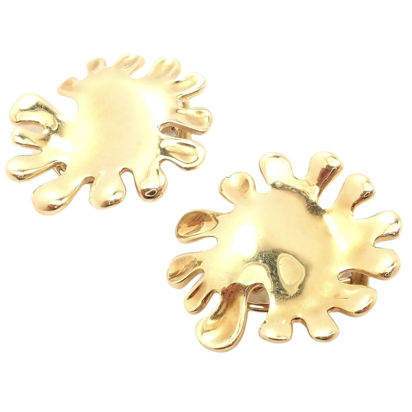 Authentic! Tiffany & Co Cummings 18k Yellow Gold Nickelodeon Abstract Earrings | Fortrove