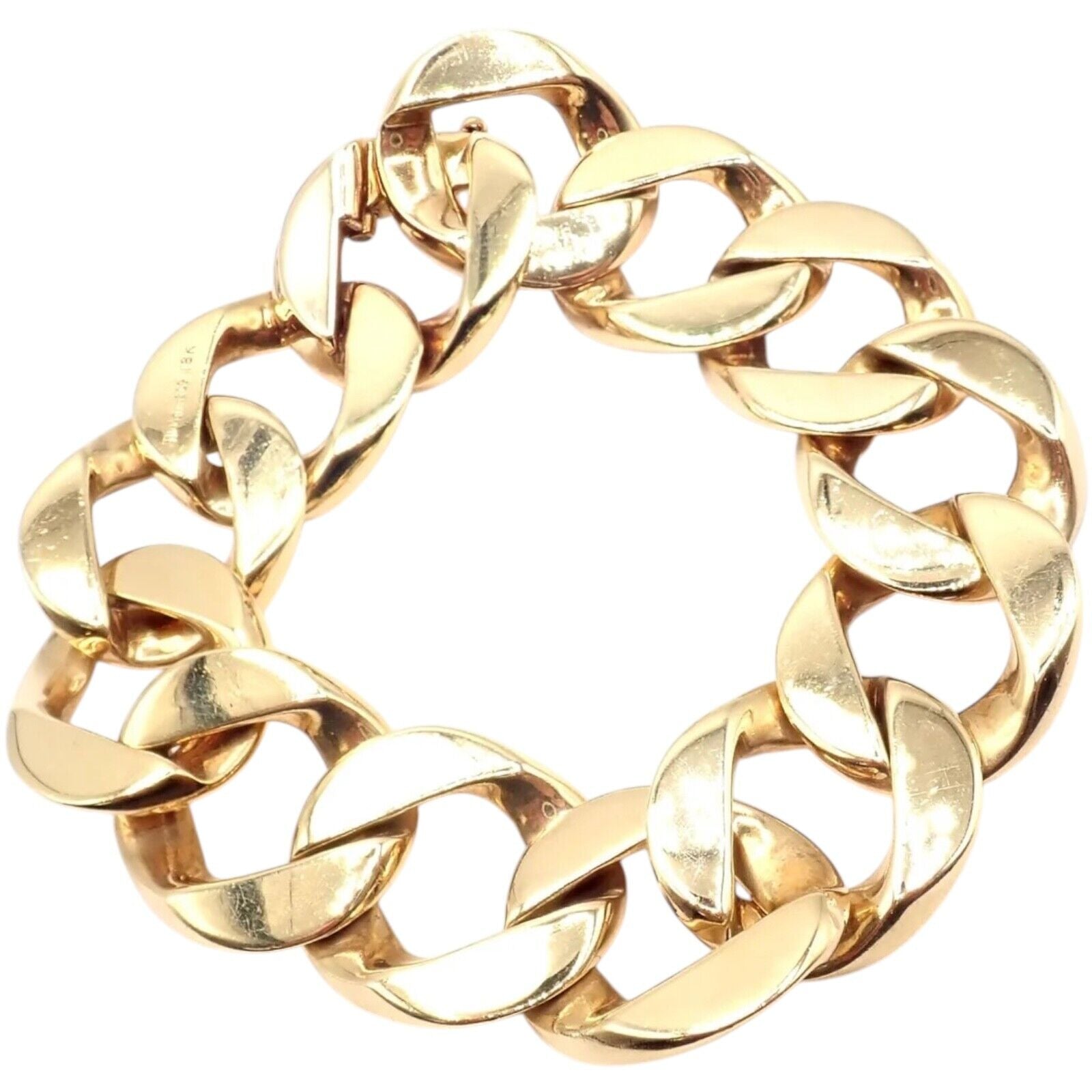 Authentic! Vintage Tiffany & Co 18k Yellow Gold Large Heavy Curb Link Bracelet | Fortrove