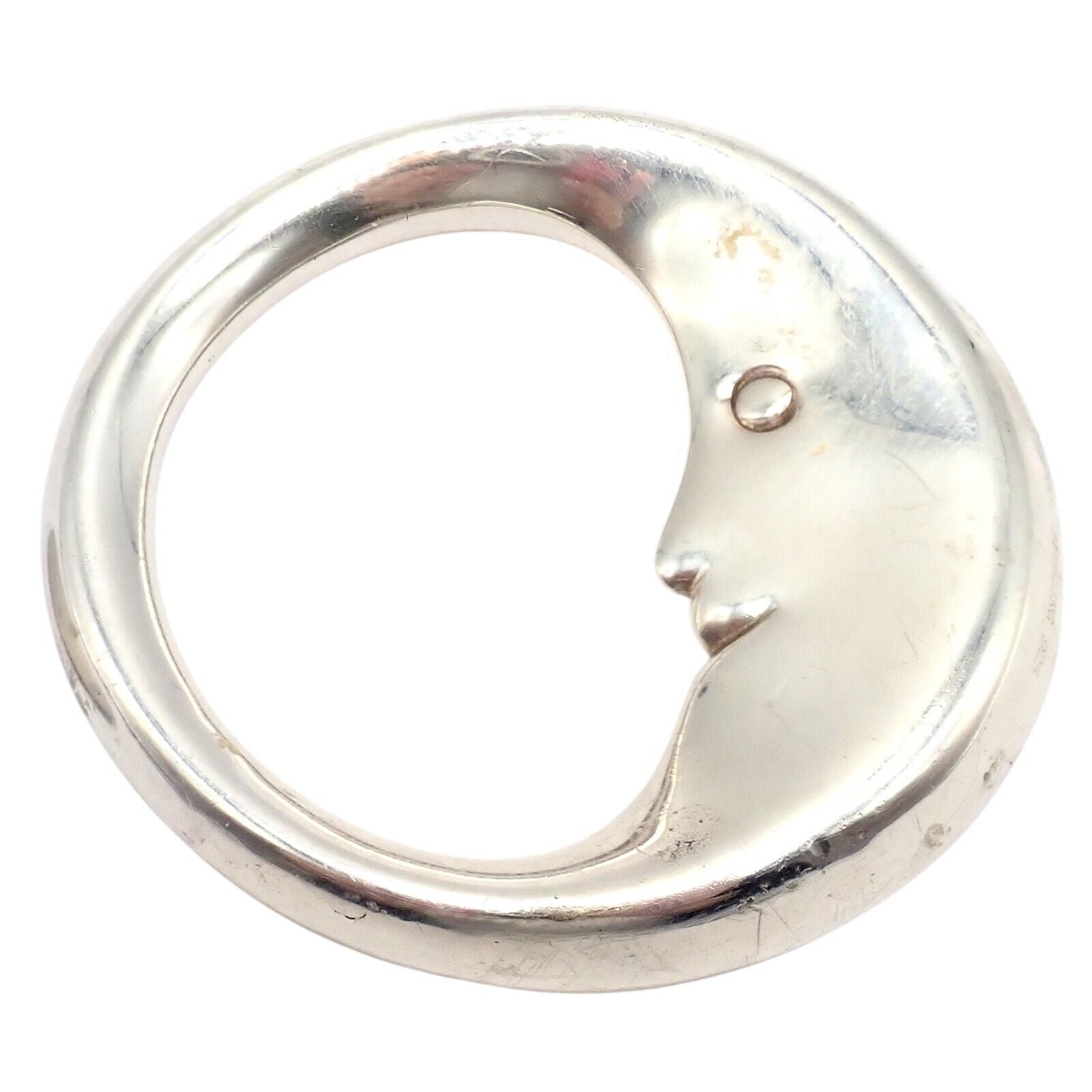 Vintage! Tiffany & Co Sterling Silver Man In The Moon Baby Rattle