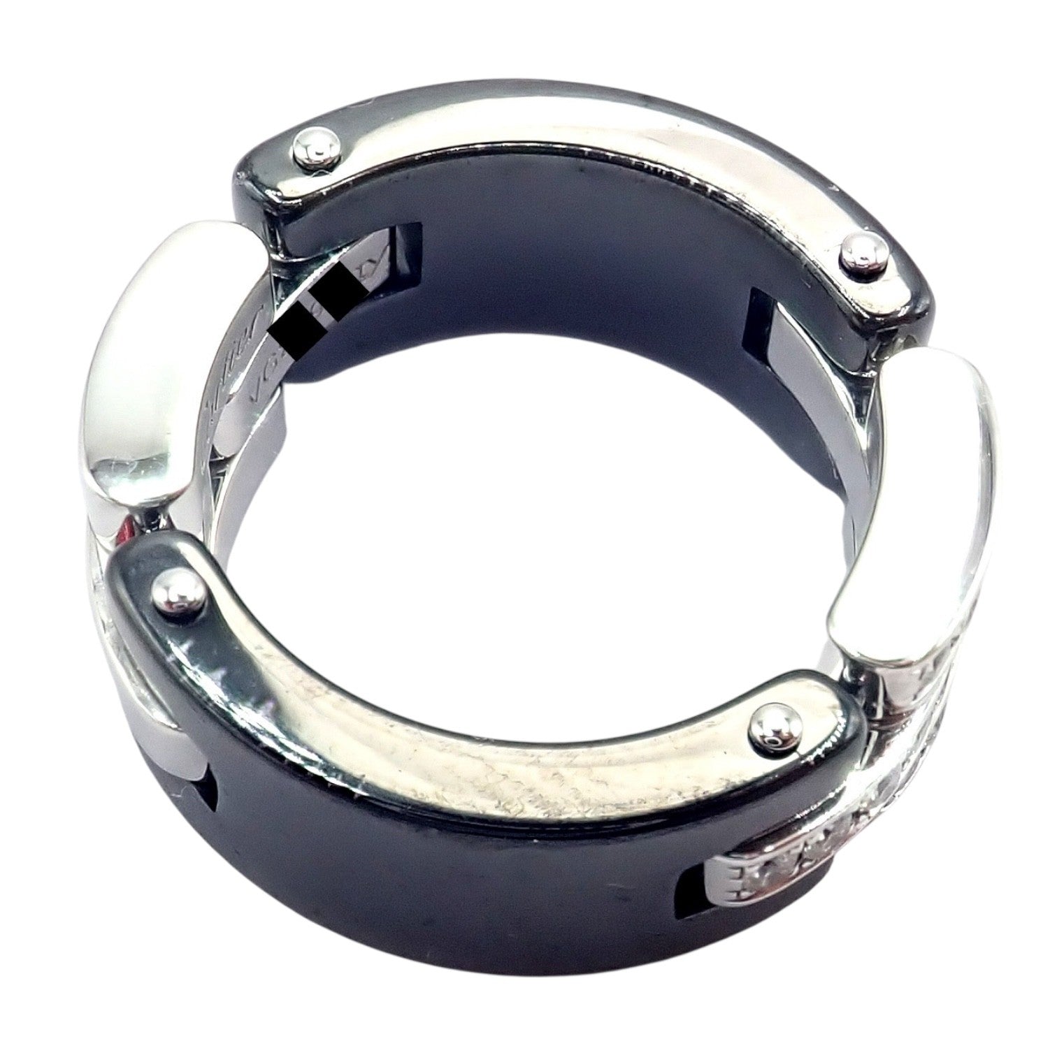 Cartier 18k White Gold Diamond Ceramic Maillon Panthere Ring Size 51 US 5.75 | Fortrove