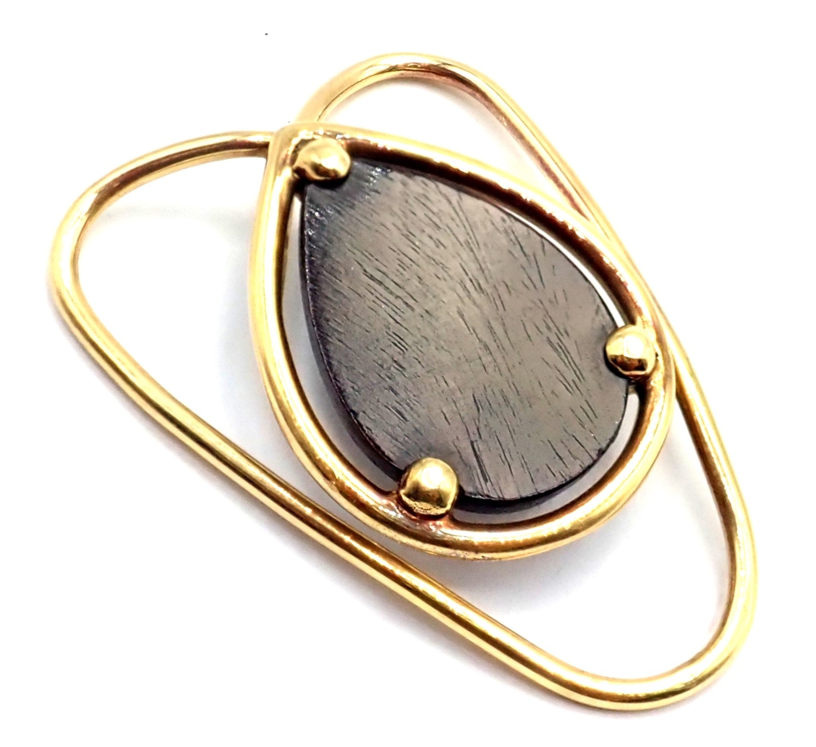 Vintage! Authentic Van Cleef & Arpels 18k Yellow Gold LetterWood Money Clip | Fortrove