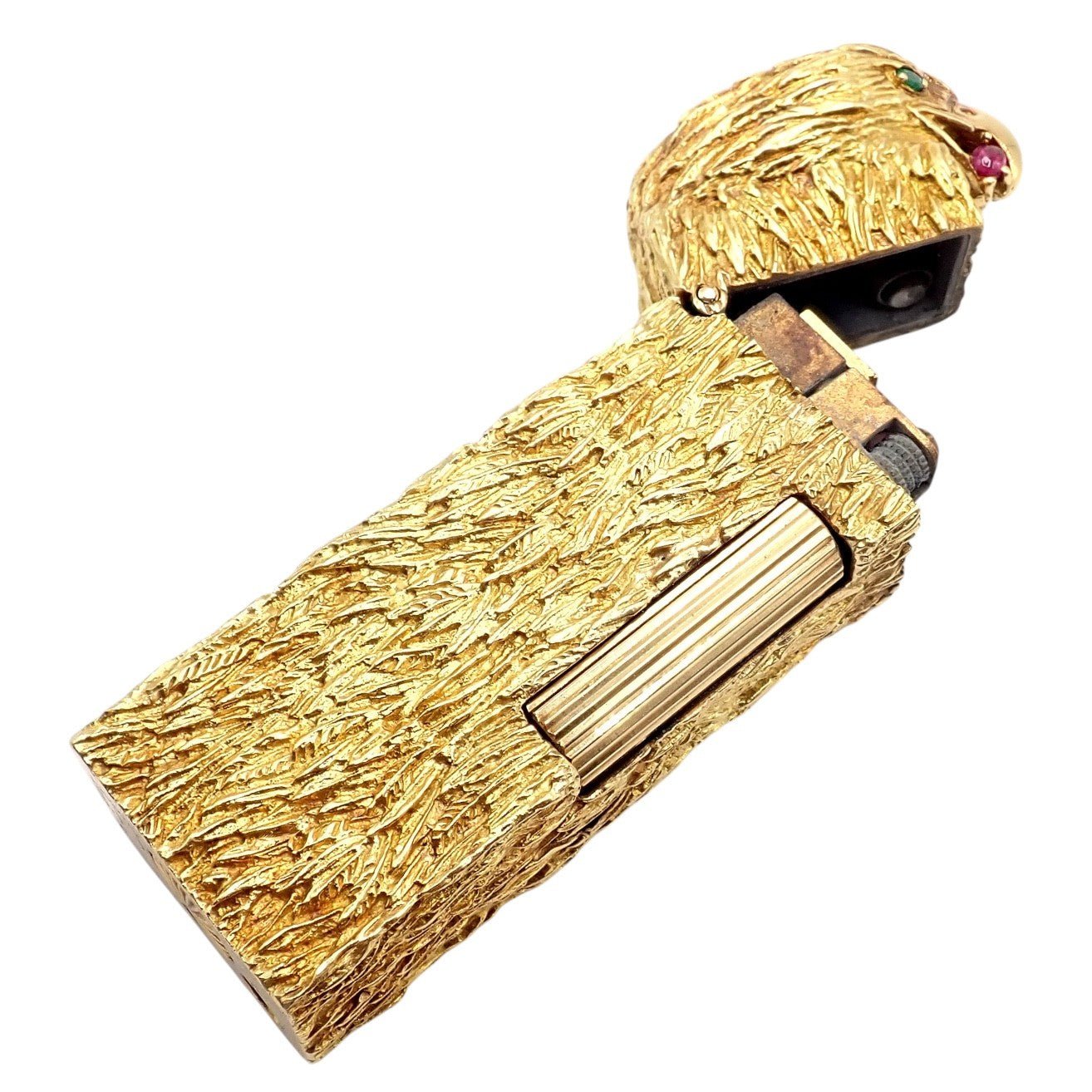 Vintage Dunhill 18k Yellow Gold Ruby Emerald Eagle Rollagas Lighter 1950's | Fortrove