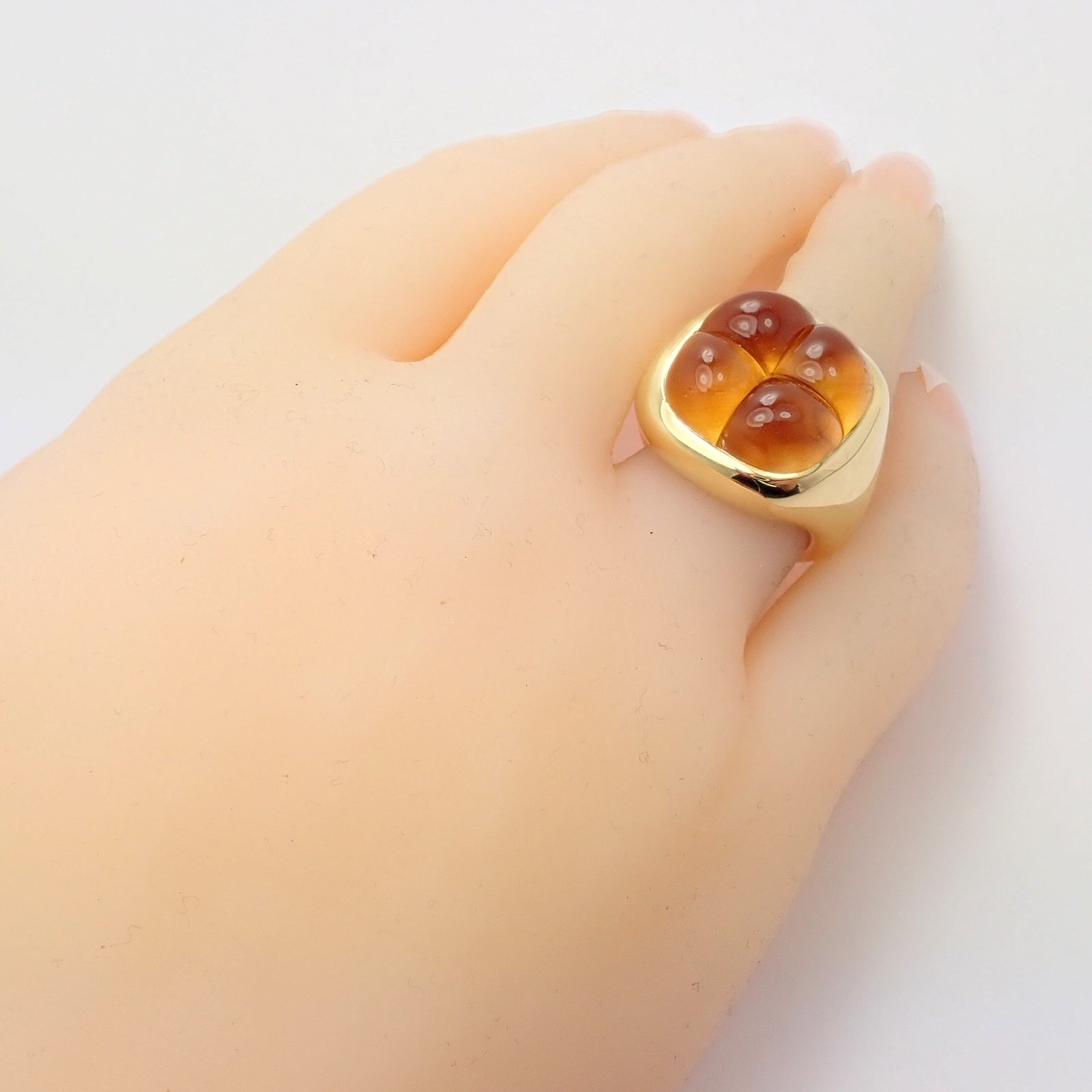 Rare! Authentic Pomellato 18k Yellow Gold Large 4 Citrine Ring Sz 6.5 | Fortrove