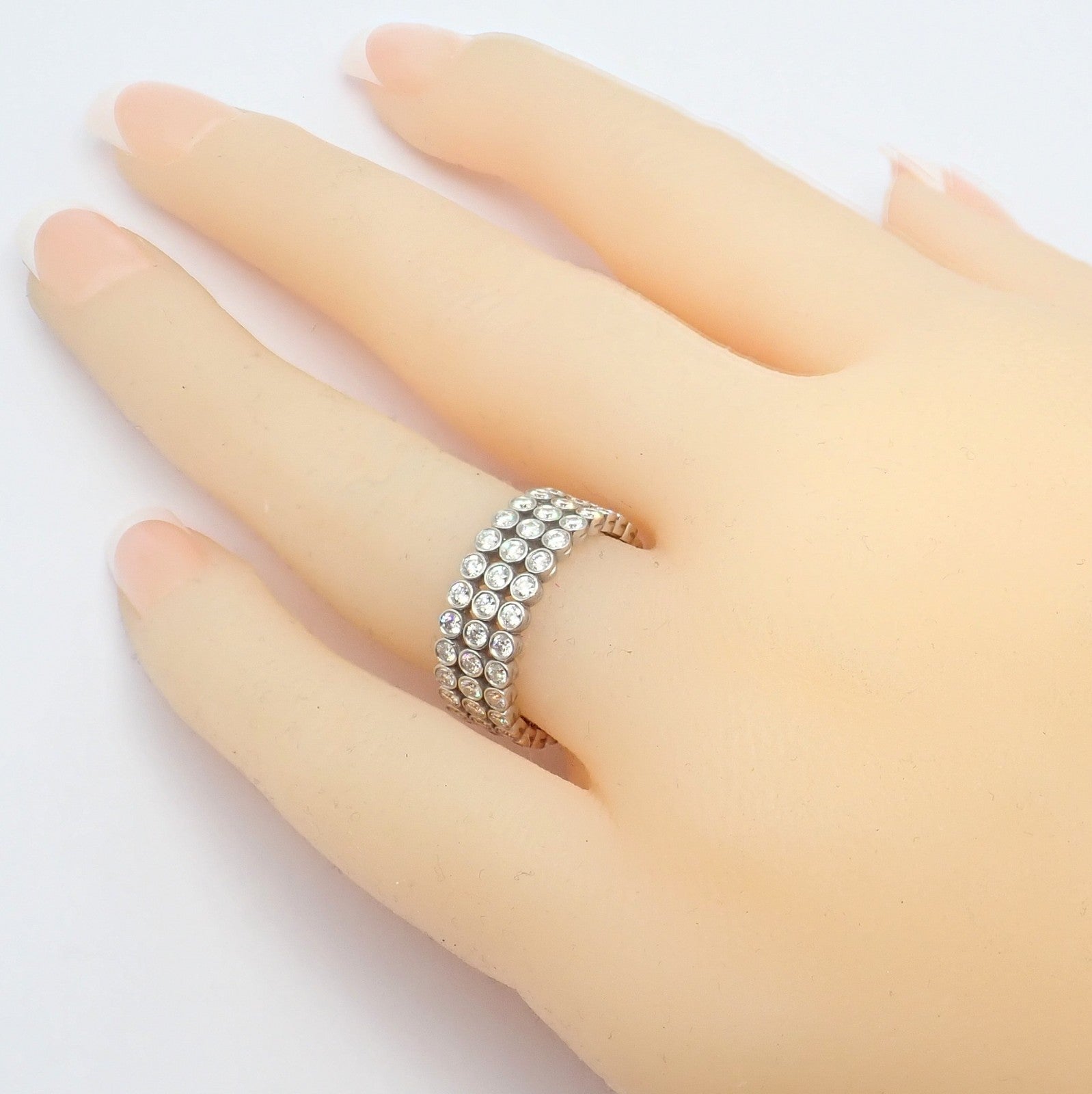 Authentic! Tiffany & Co Platinum Diamond Three Row Jazz Band Ring Size 6 | Fortrove