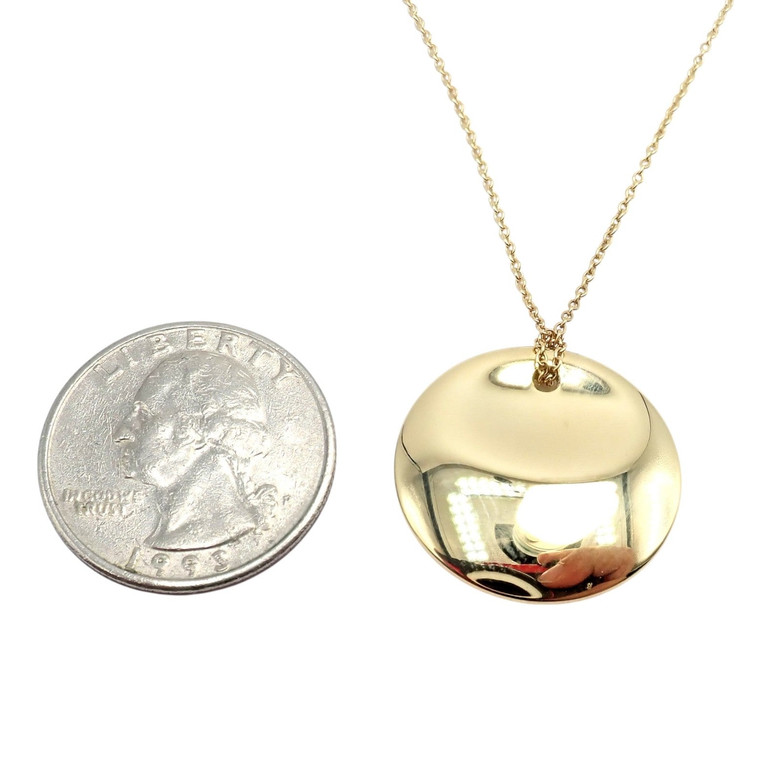 Vintage! Tiffany & Co Peretti 18k Yellow Gold 24mm Disc Pendant Necklace | Fortrove