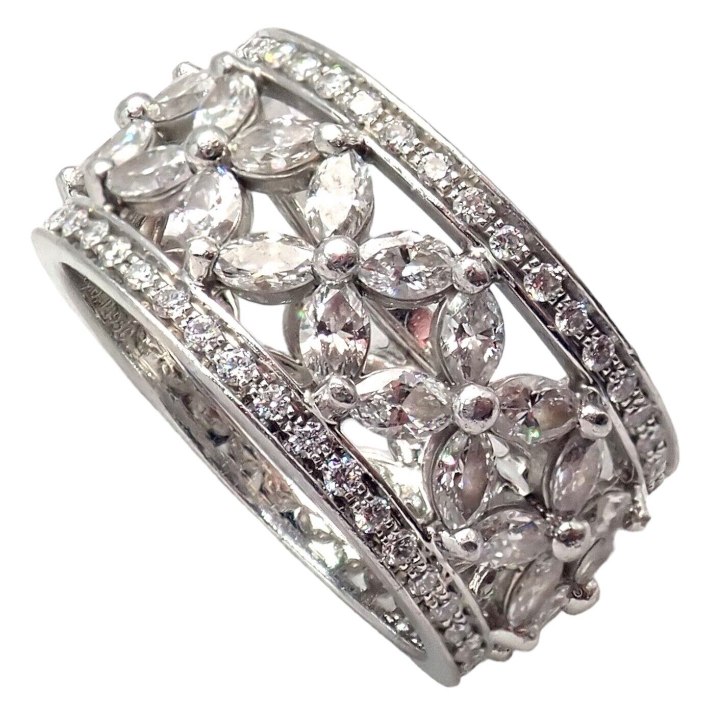 Authentic! Tiffany & Co Platinum 2.34ctw Diamond Victoria Wide Band Ring sz 5.5 | Fortrove