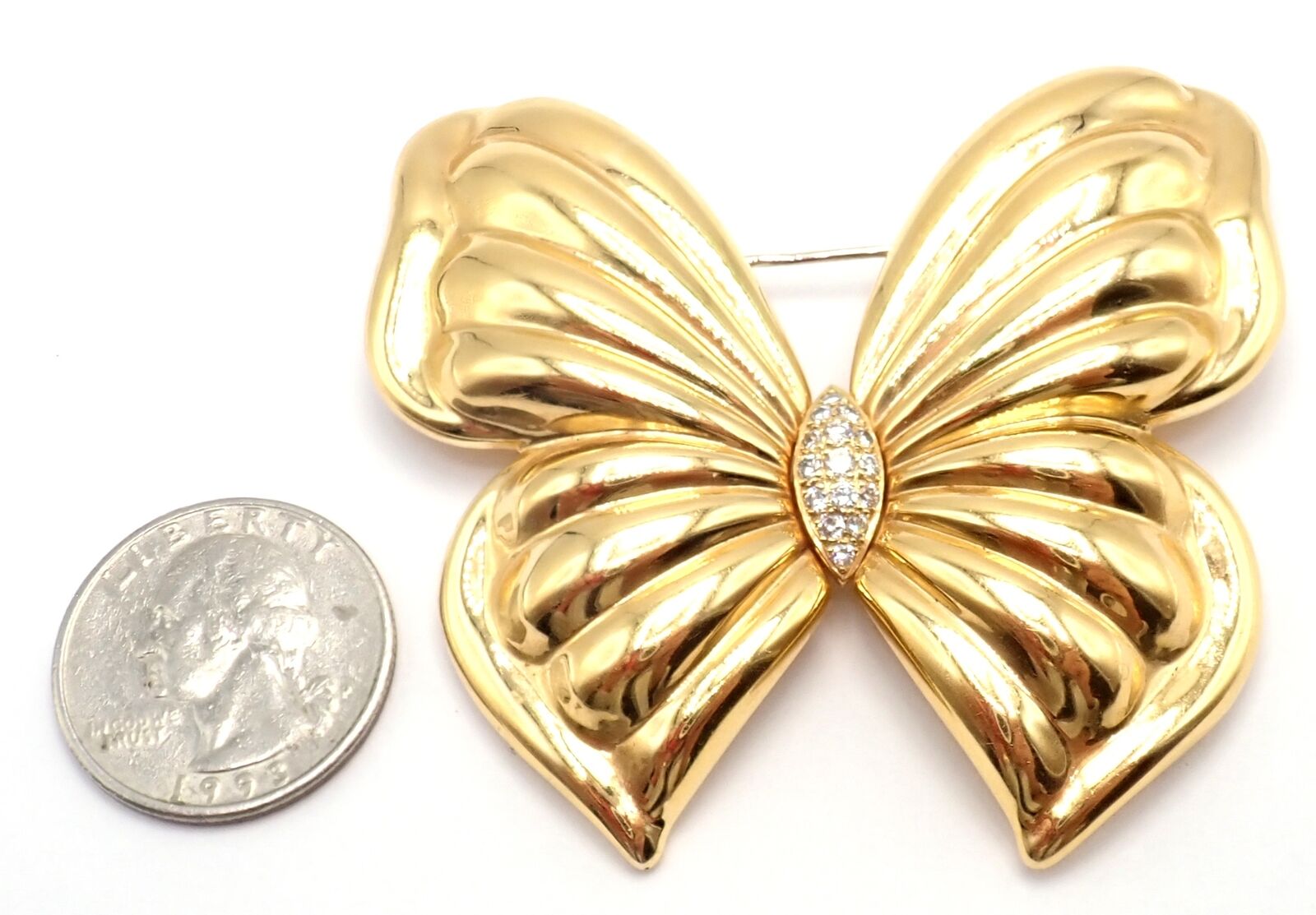 Van Cleef & Arpels Jewelry & Watches:Fine Jewelry:Brooches & Pins Authentic! Van Cleef & Arpels 18k Yellow Gold Extra Large Butterfly Pin Brooch