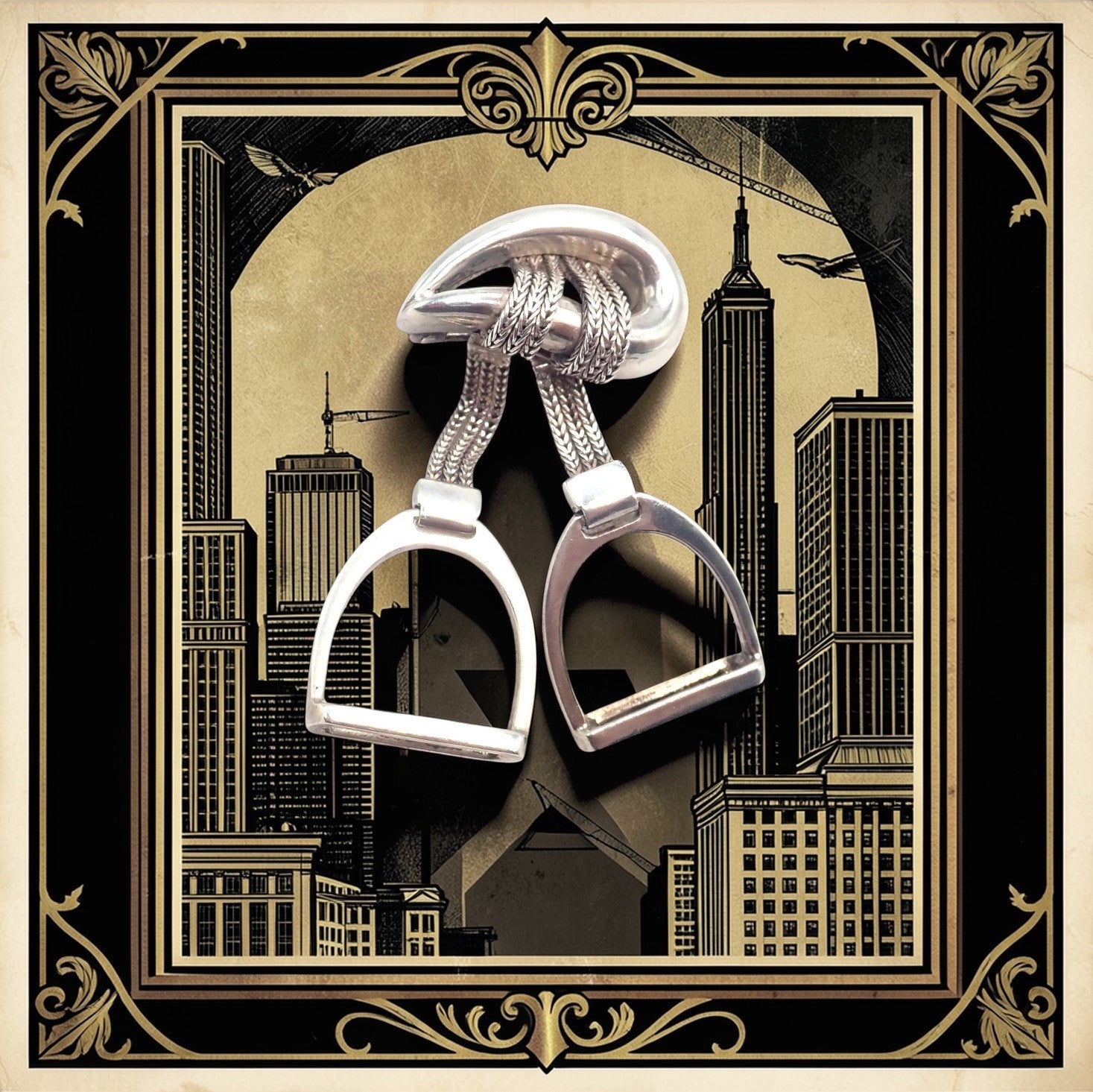 Authentic! Hermes Sterling Silver Double Stirrup Brooch Pin | Fortrove