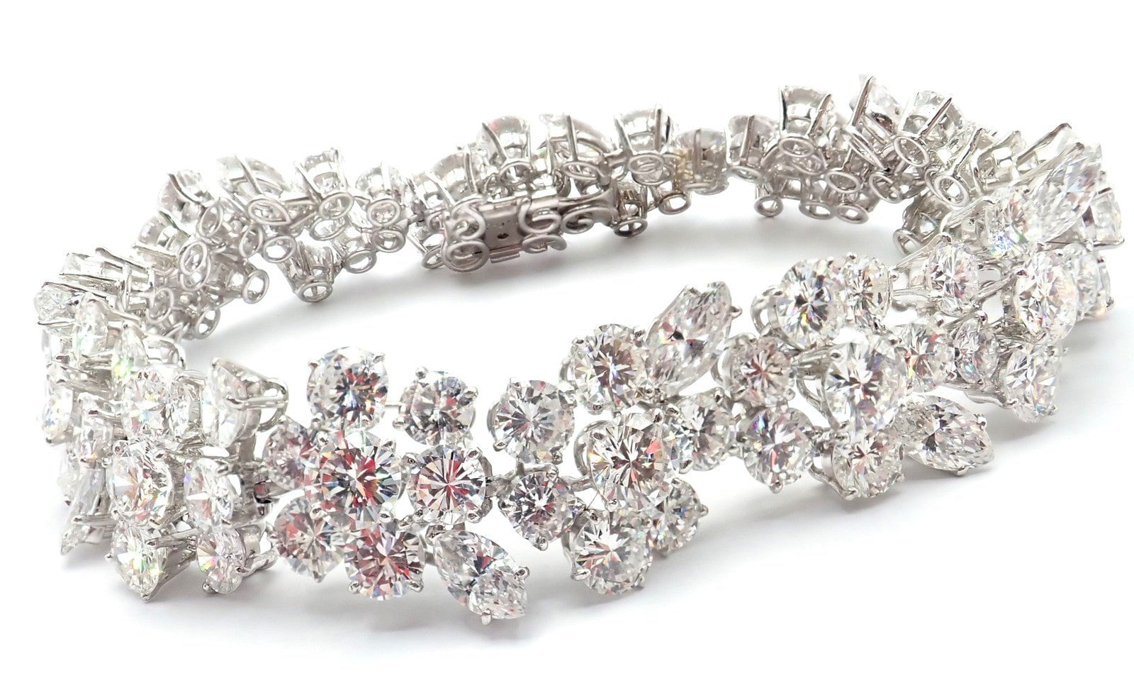 Authentic! Vintage Bvlgari Bulgari Platinum 38ct Diamond Floral Bracelet Paper | Fortrove