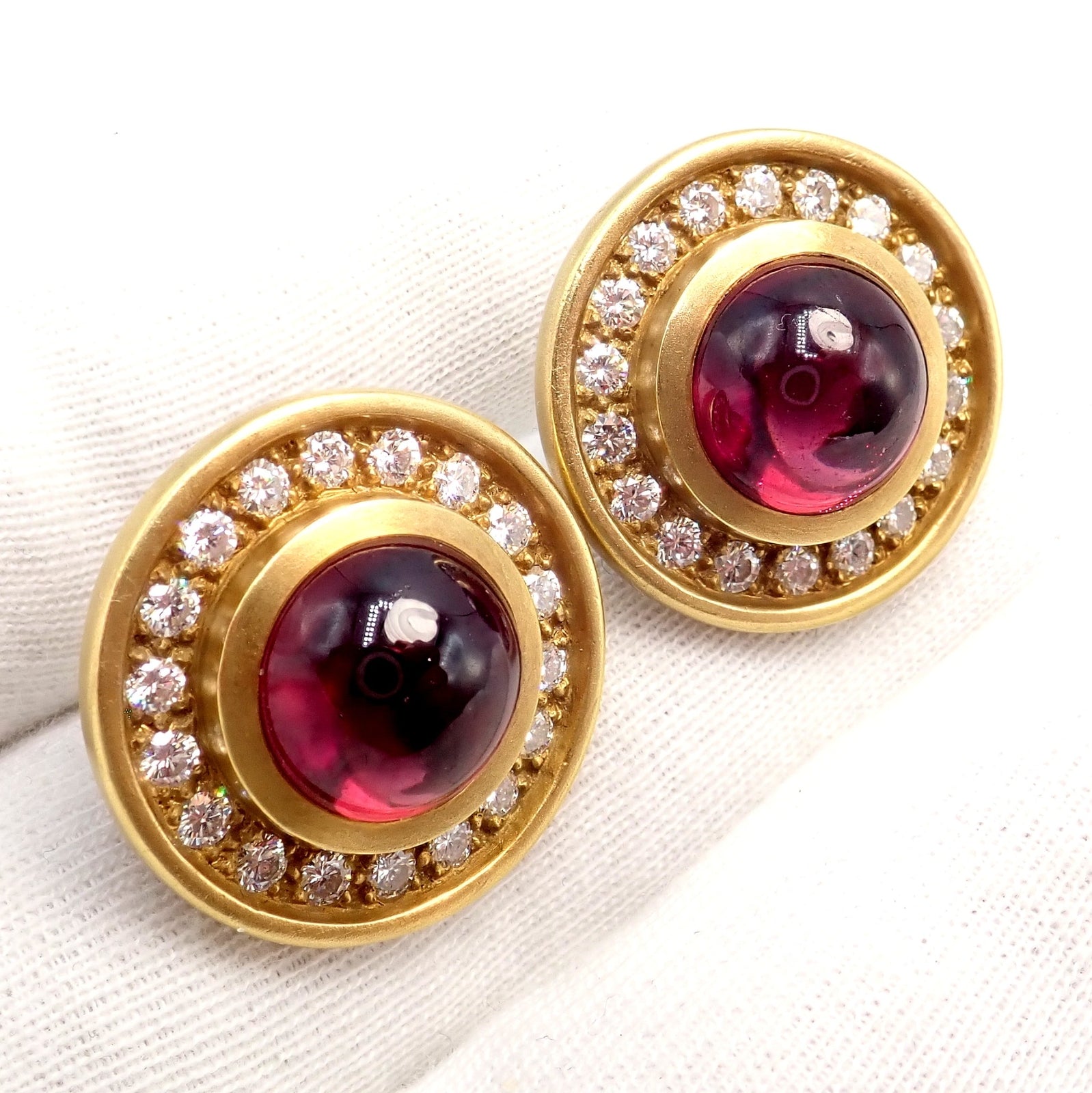 Kieselstein-Cord Jewelry & Watches:Men's Jewelry:Earrings Rare! Vintage Kieselstein Cord 18k Yellow Gold Garnet Diamond Earrings 1997