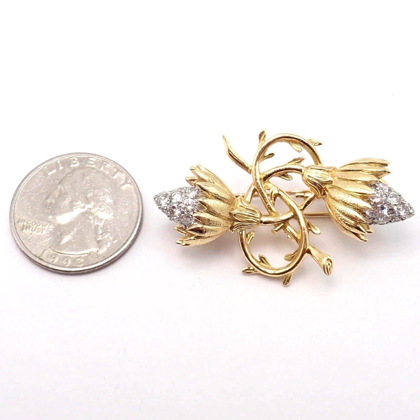 Jean Schlumberger for Tiffany & Co Jewelry & Watches:Fine Jewelry:Brooches & Pins Authentic! Tiffany & Co Schlumberger 18k Yellow Gold Platinum Diamond Pin Brooch