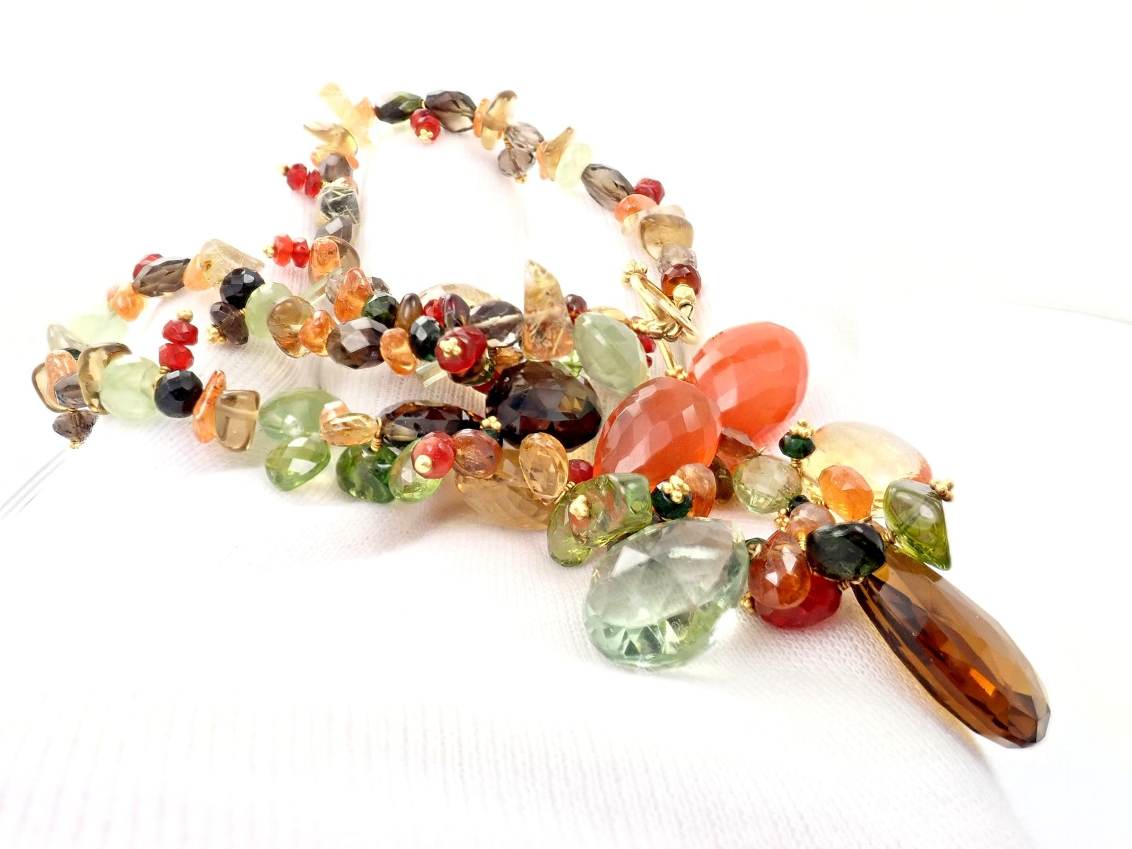 Rare Laura Gibson 22k Yellow Gold Briolette Onyx Spessartite Bead Candy Necklace | Fortrove